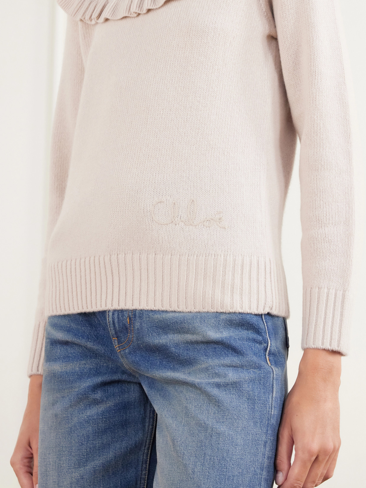 Chloé - Ruffled-Trimmed Wool And Cashmere-Blend Sweater