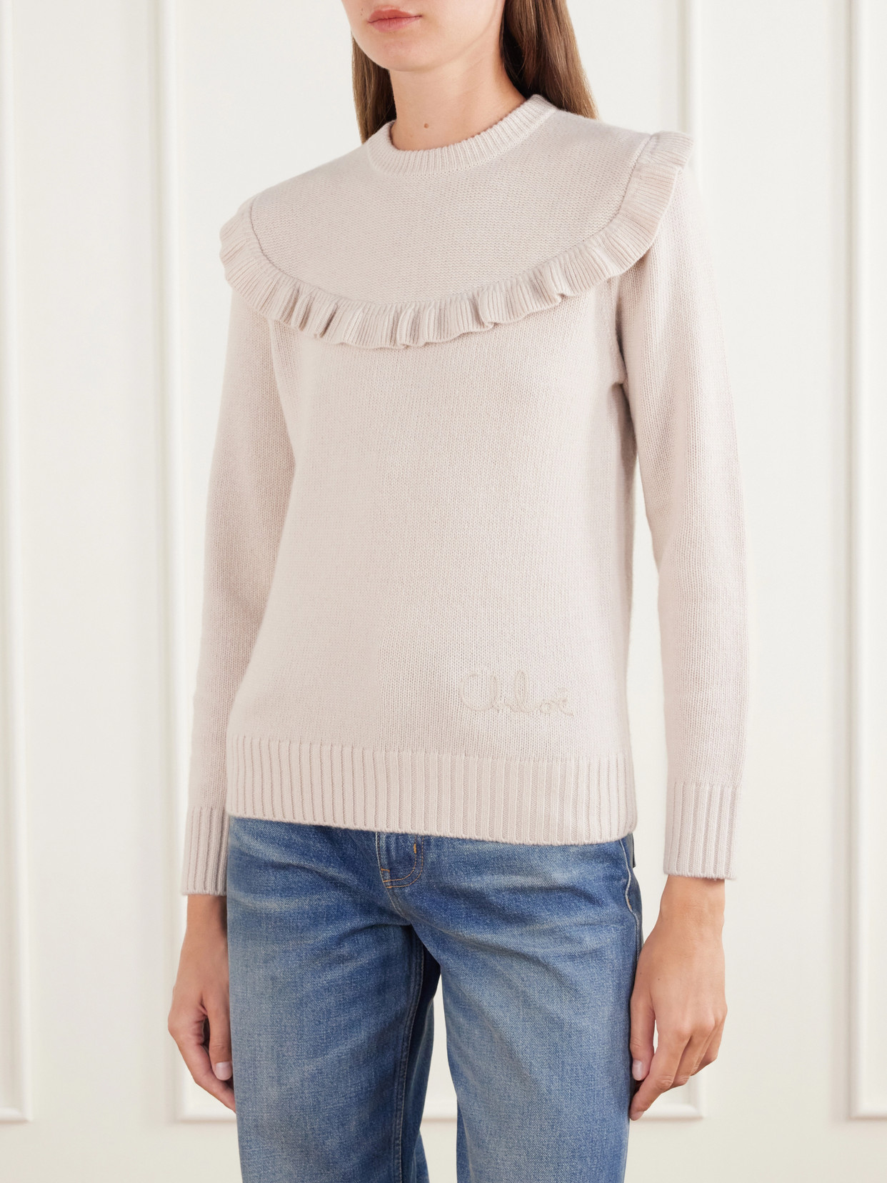 Chloé - Ruffled-Trimmed Wool And Cashmere-Blend Sweater