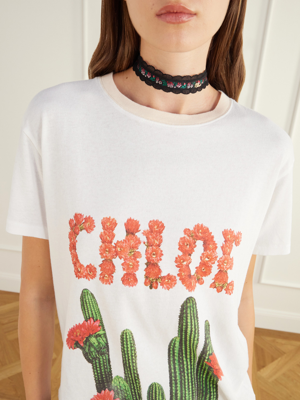 Chloé - Cactus Logo-Printed Cotton-Jersey T-Shirt