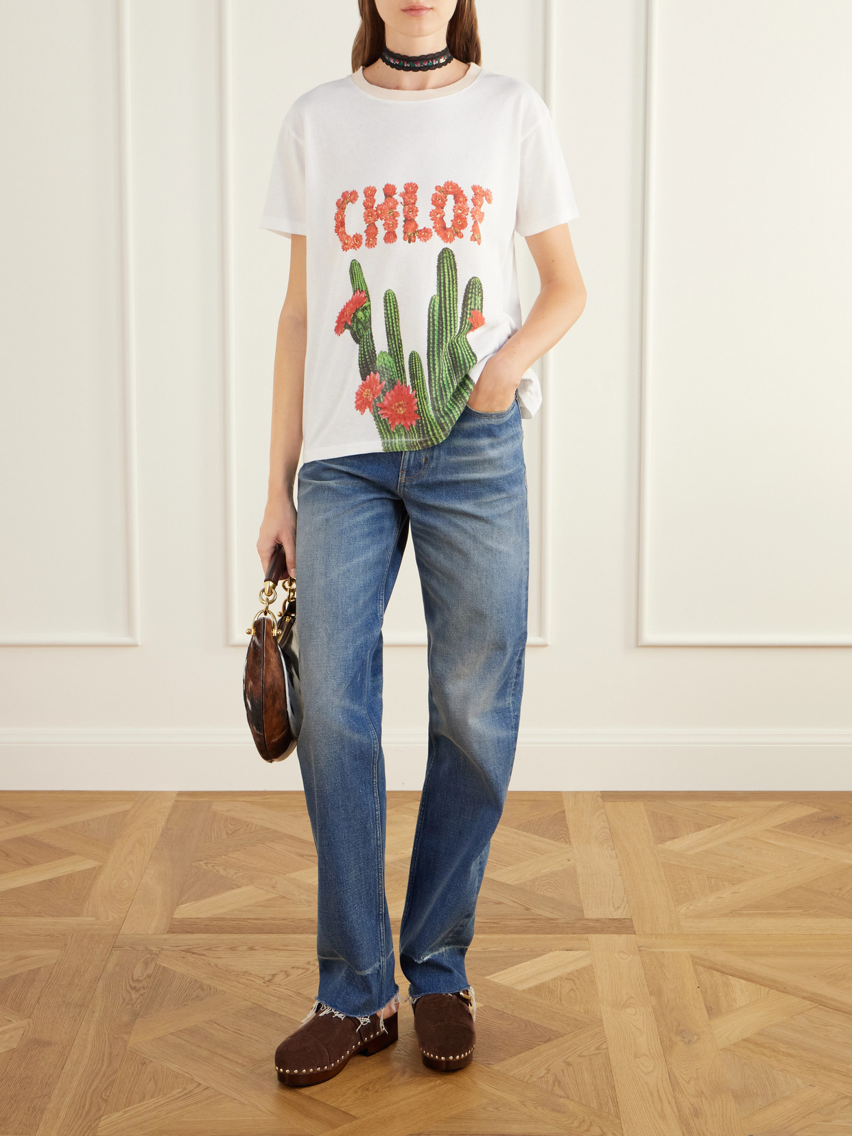 Chloé - Cactus Logo-Printed Cotton-Jersey T-Shirt
