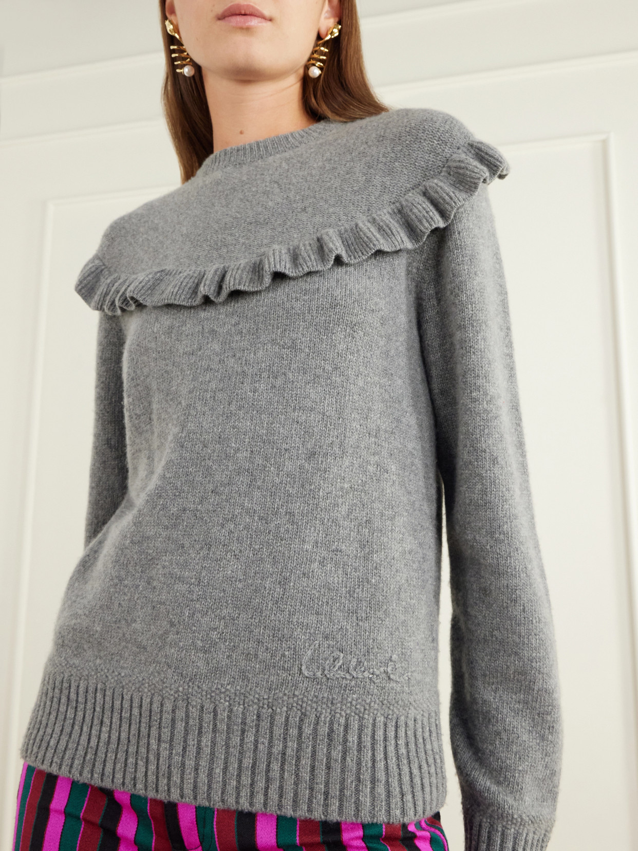 Chloé - Ruffled-Trimmed Wool And Cashmere-Blend Sweater