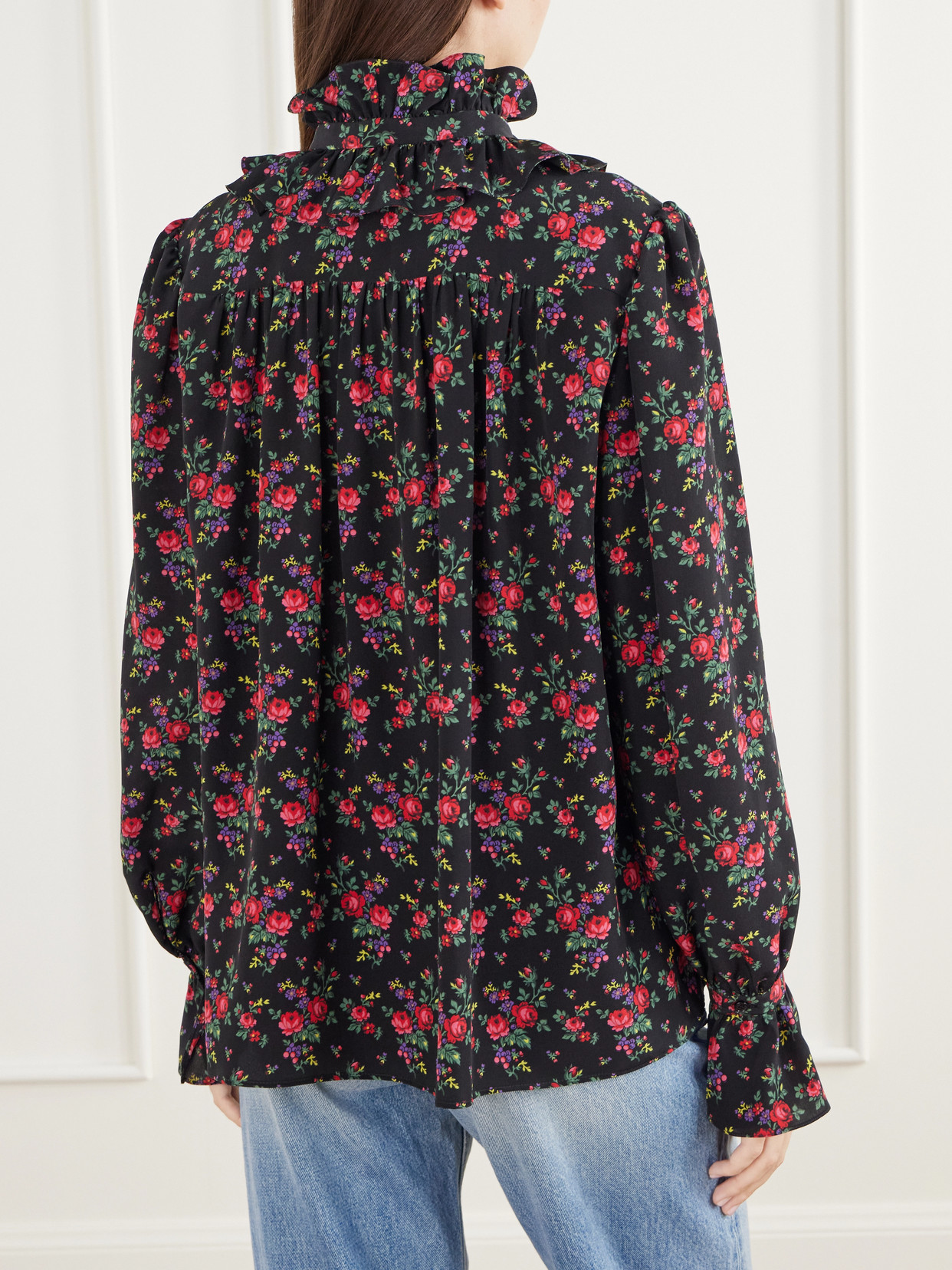 Chloé - Ruffled-Collar Floral-Print Silk Crepe De Chine Blouse