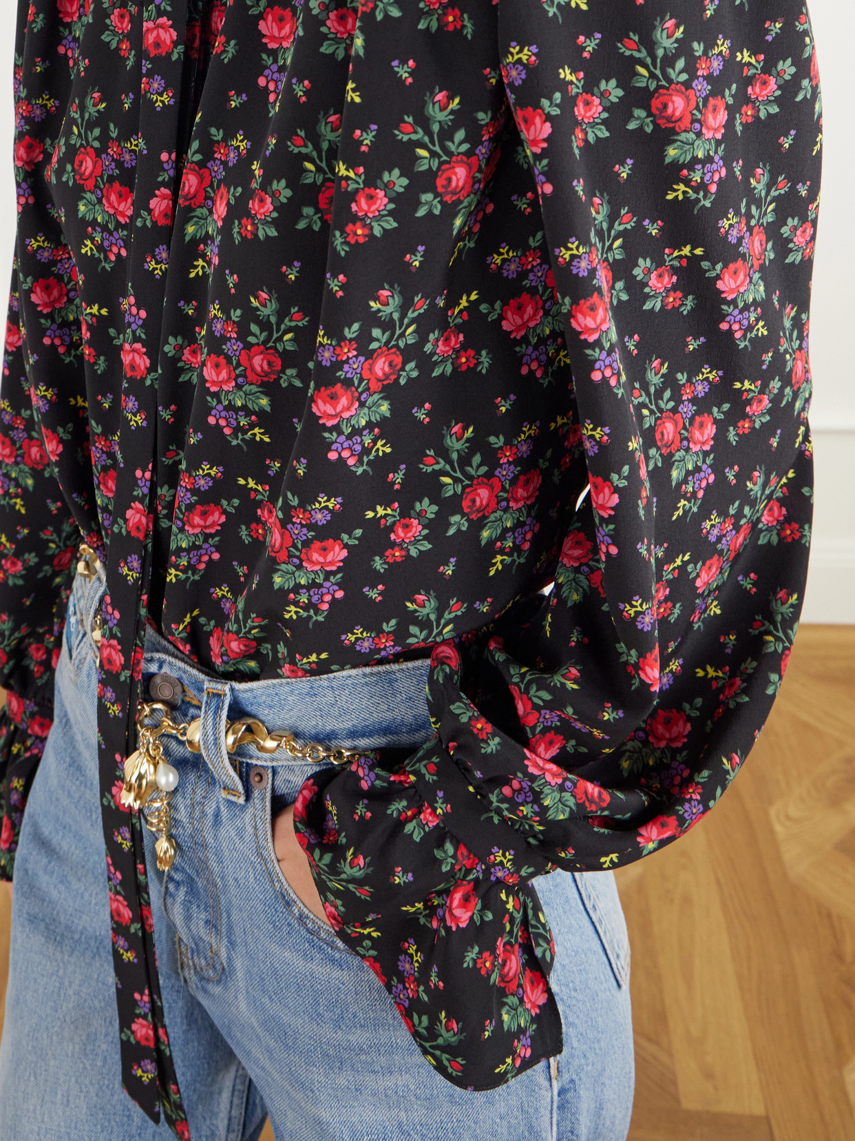 Chloé - Ruffled-Collar Floral-Print Silk Crepe De Chine Blouse