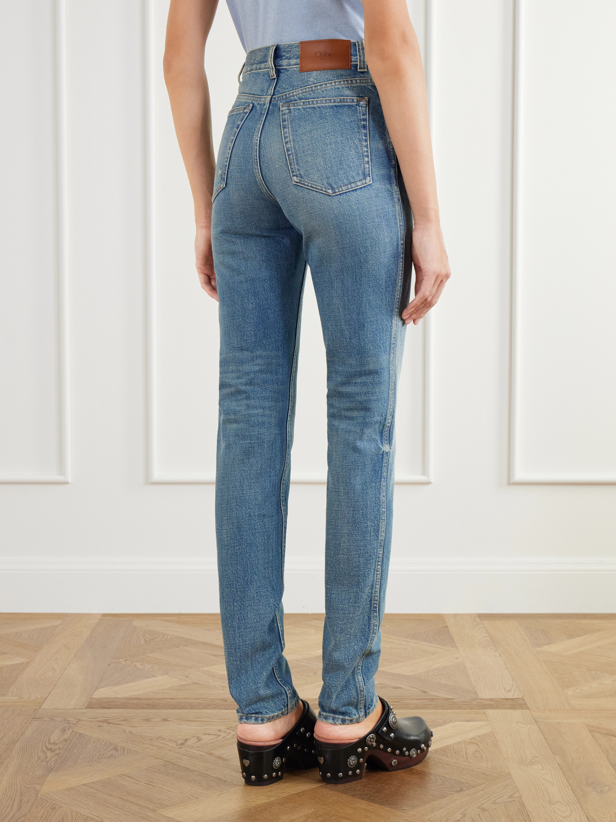 Chloé Embroidered high-rise skinny jeans