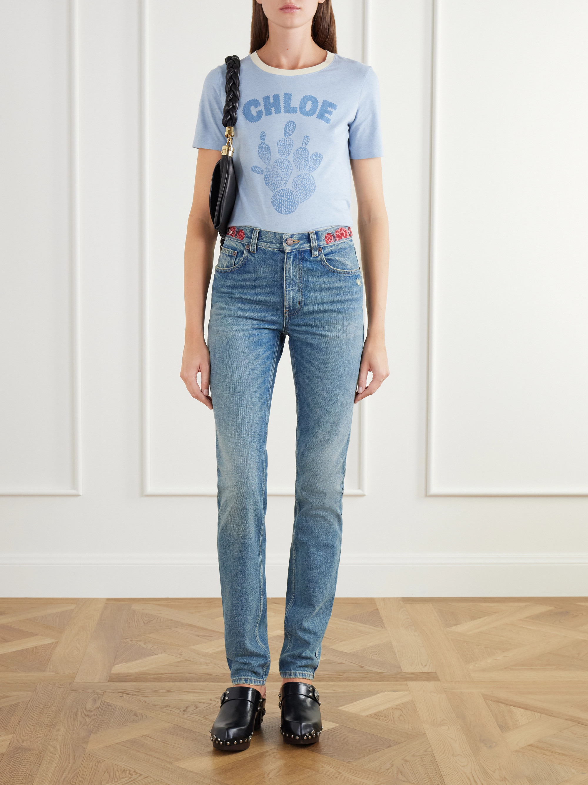 Chloé Embroidered high-rise skinny jeans