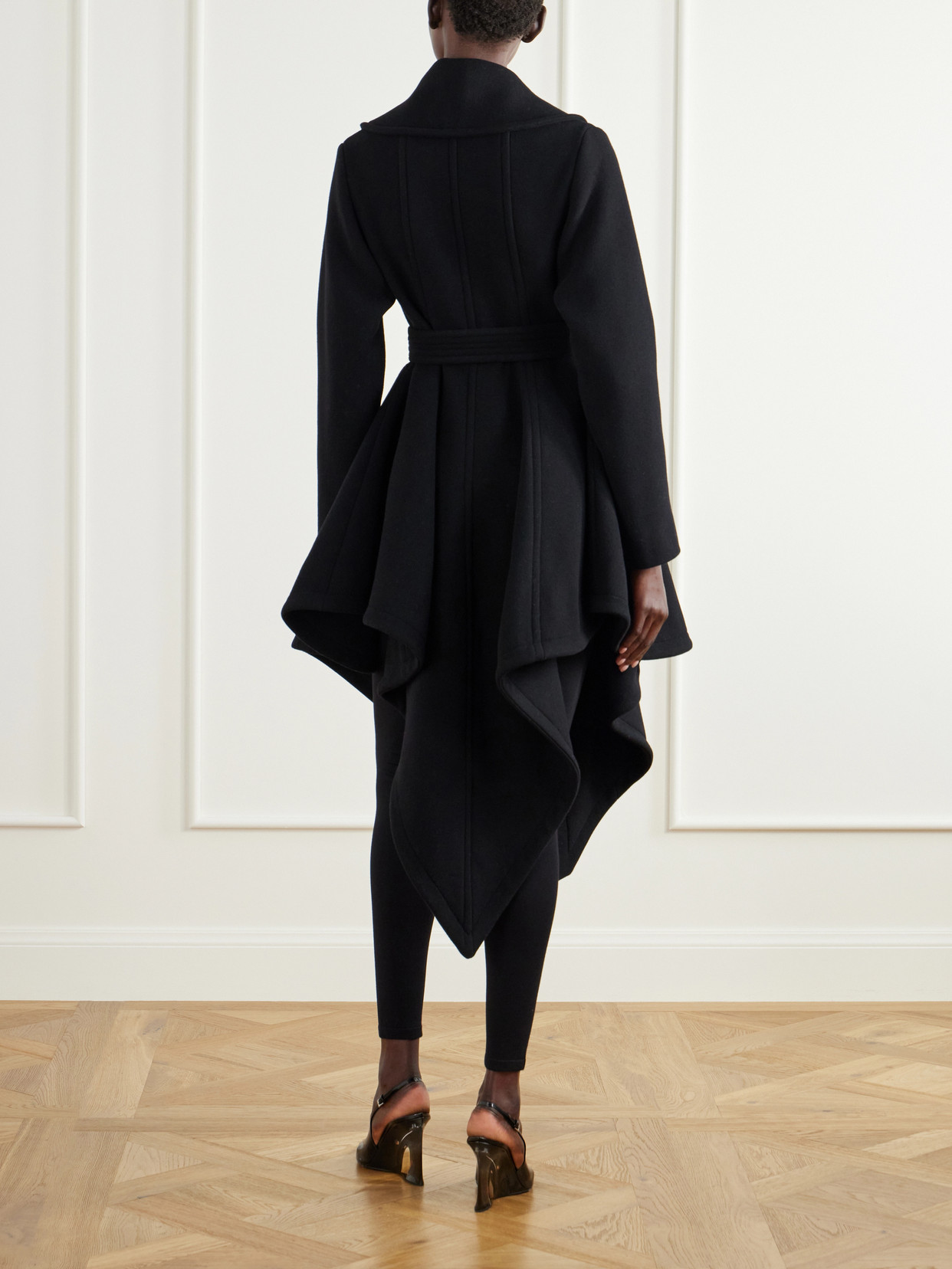 Alaïa - Belted Asymmetric Draped Virgin Coat