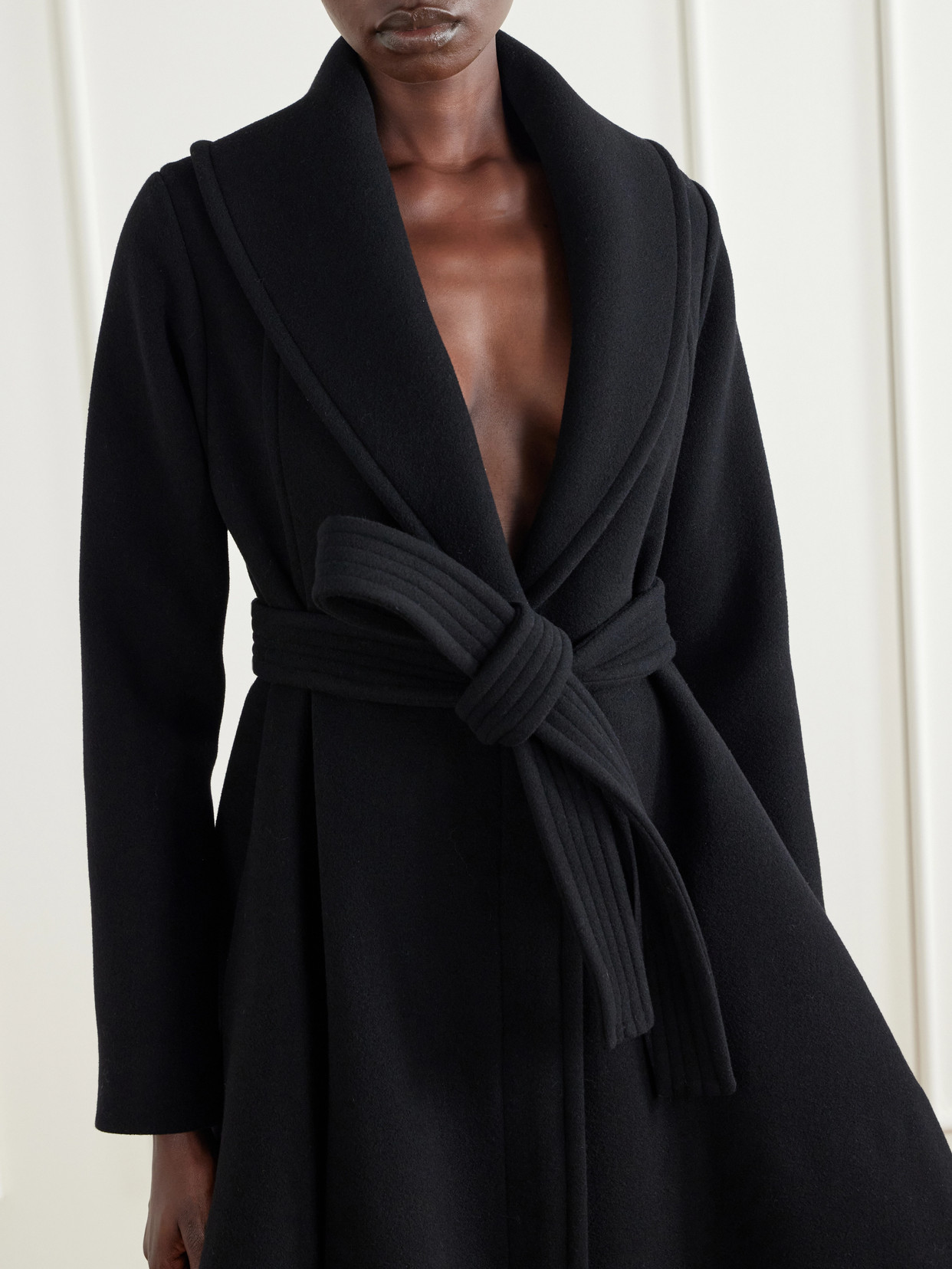 Alaïa - Belted Asymmetric Draped Virgin Coat