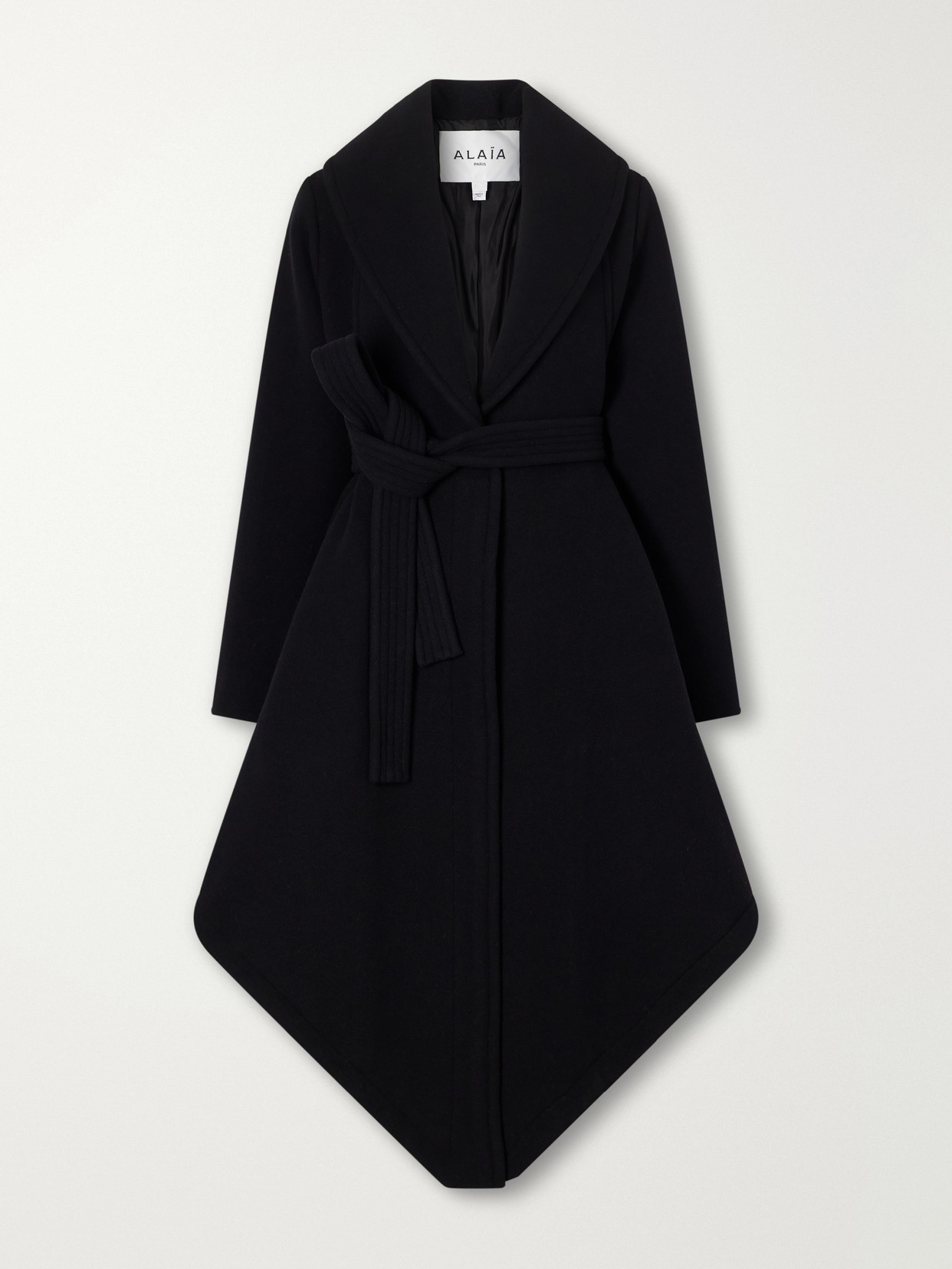 Alaïa - Belted Asymmetric Draped Virgin Coat