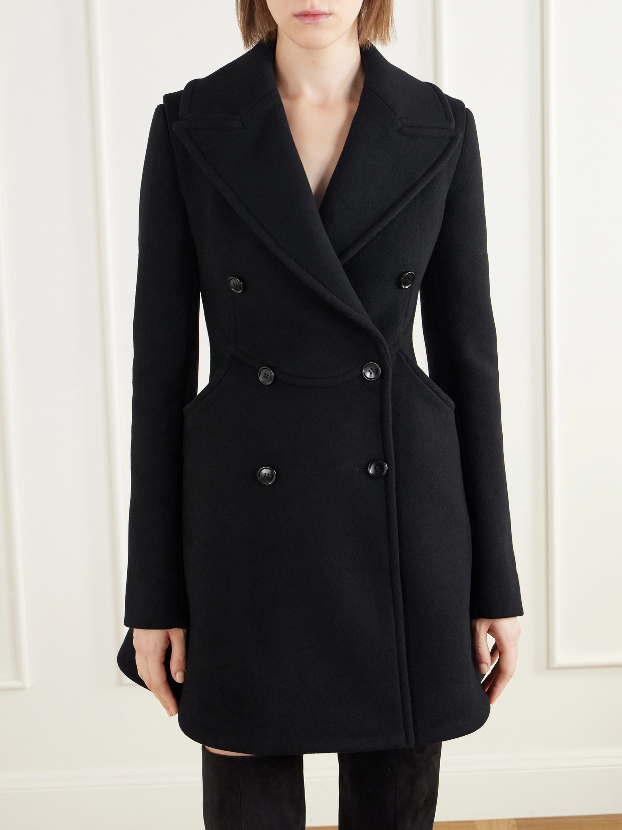 Alaïa - Double-Breasted Wool-Woven Coat
