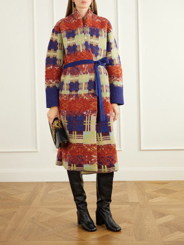 Dries Van Noten - Belted embellished velvet-trimmed wool-blend