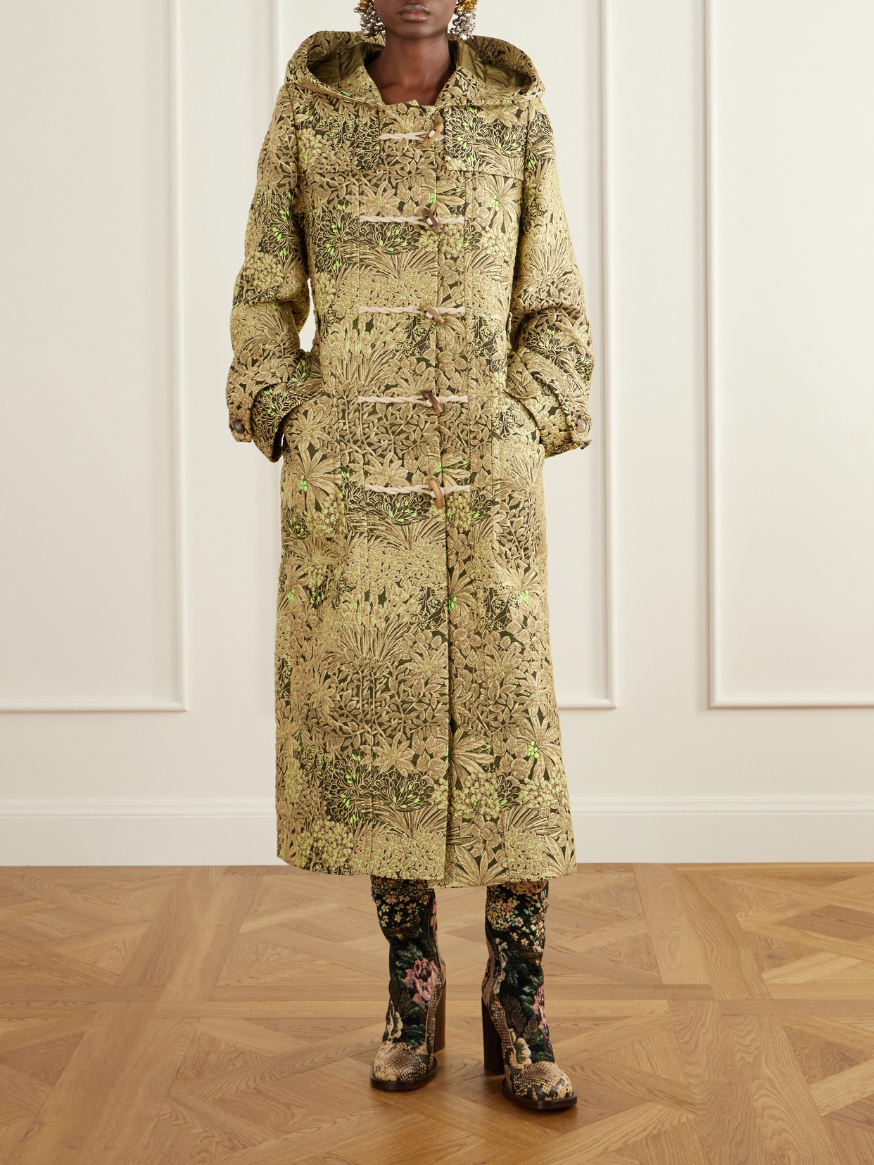 Paisley-Jacquard Brocade Coat