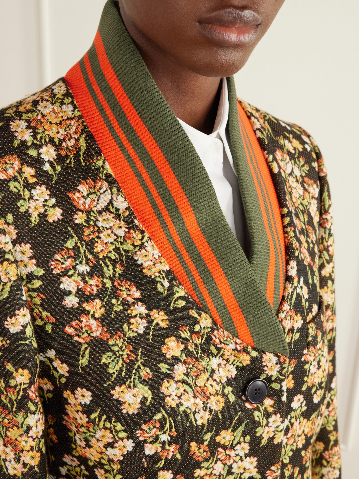 Britt Floral-Jacquard Cotton-Blend Jacket