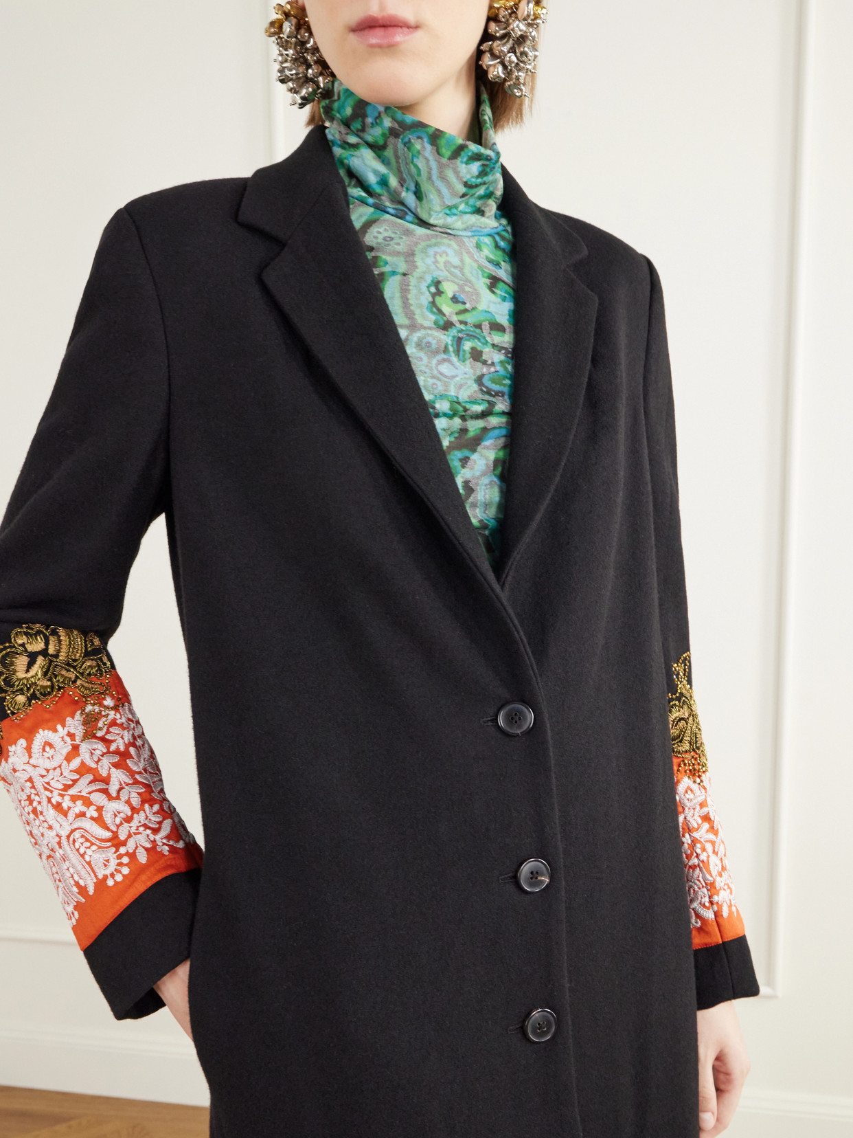 Embellished Wool-Felt Coat