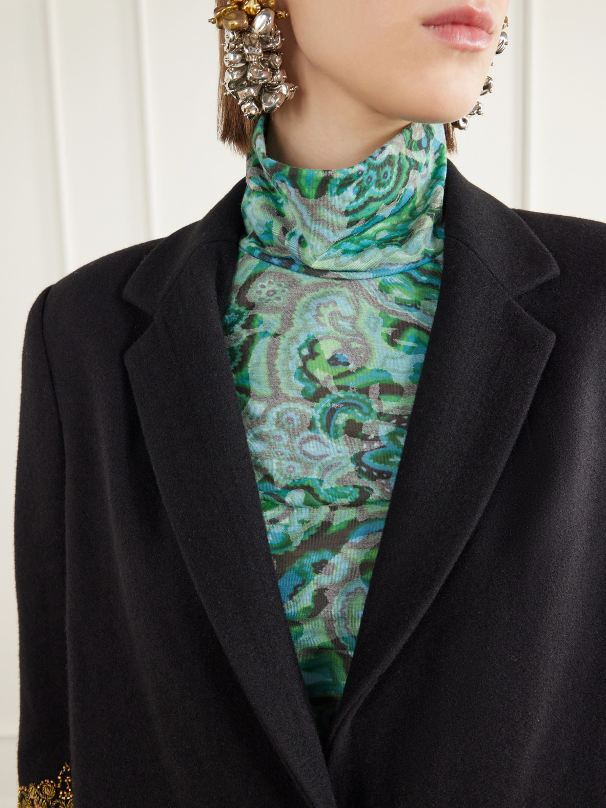 Embellished Wool-Felt Coat