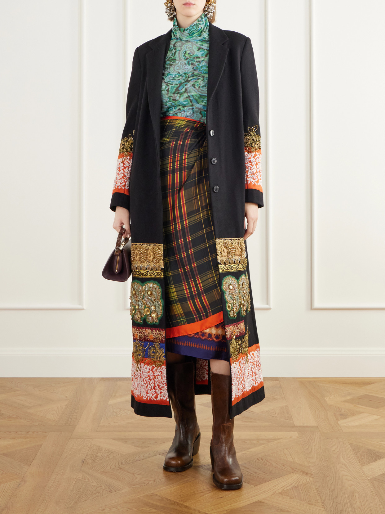Embellished Wool-Felt Coat