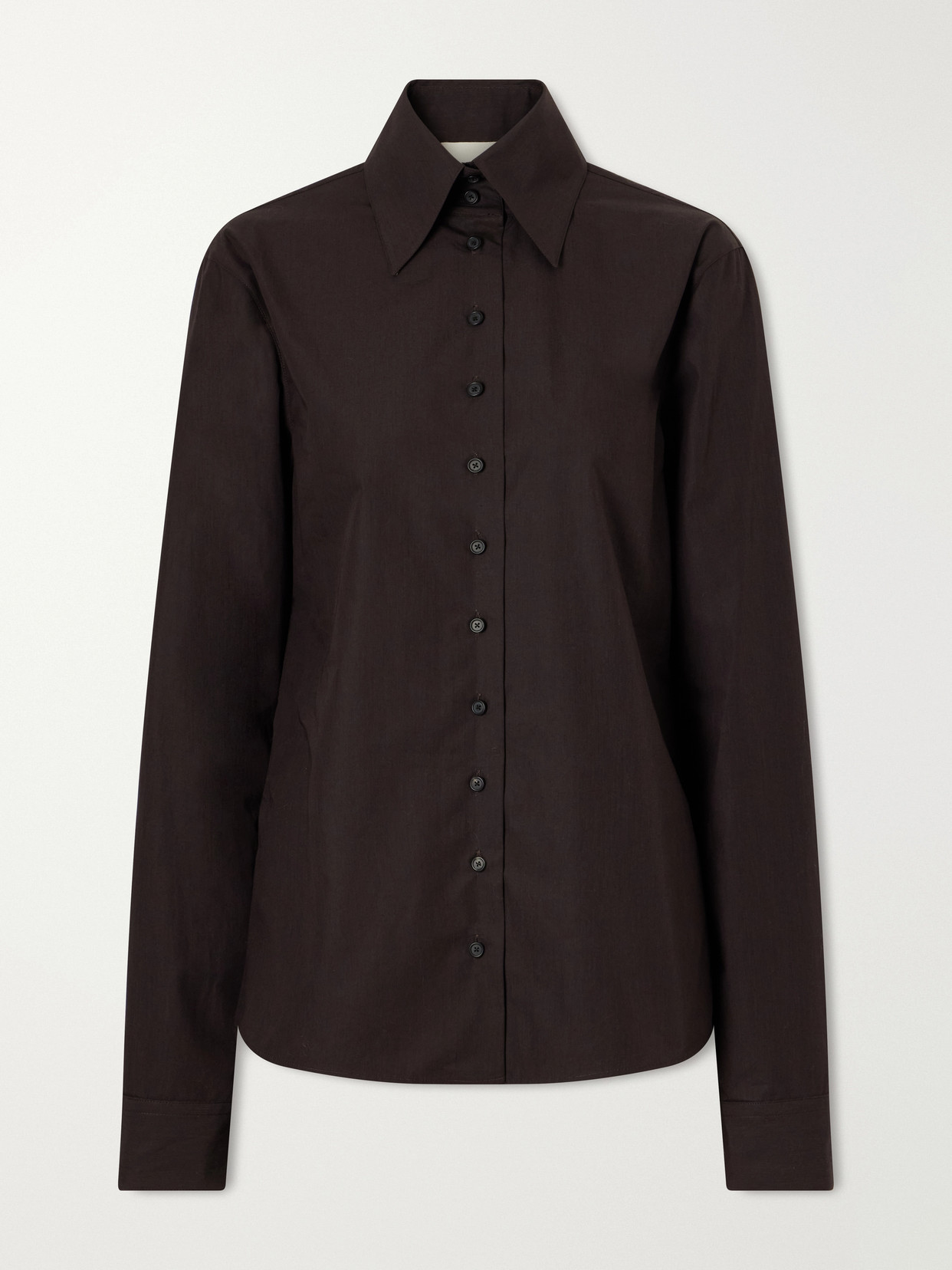 Ivy High-Collar Cotton-Poplin Shirt