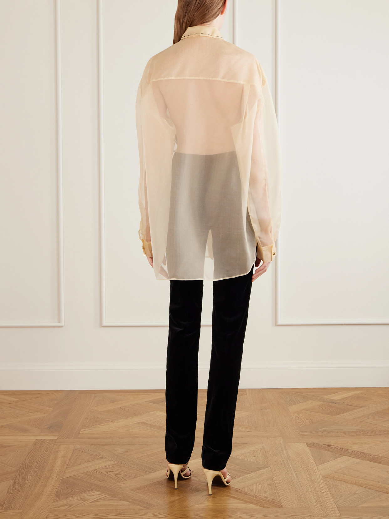 Goya Embroidered Silk-Organza Shirt
