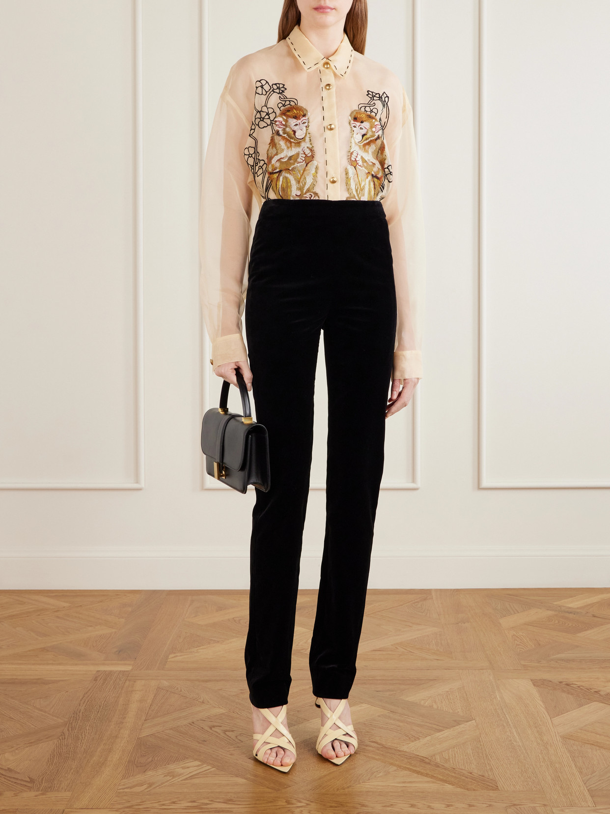 Goya Embroidered Silk-Organza Shirt