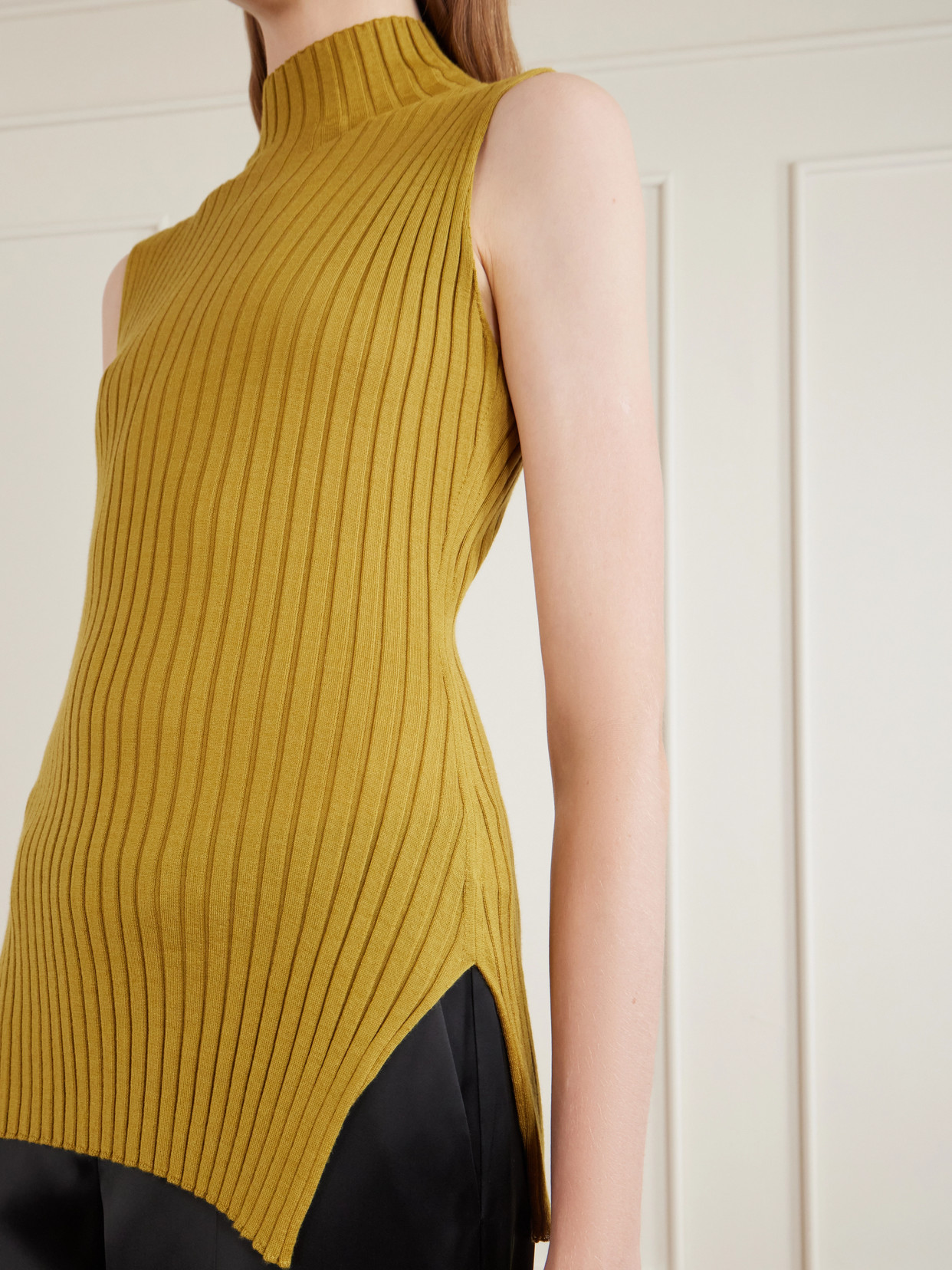 Karla Ribbed Wool And Silk-Blend Tank