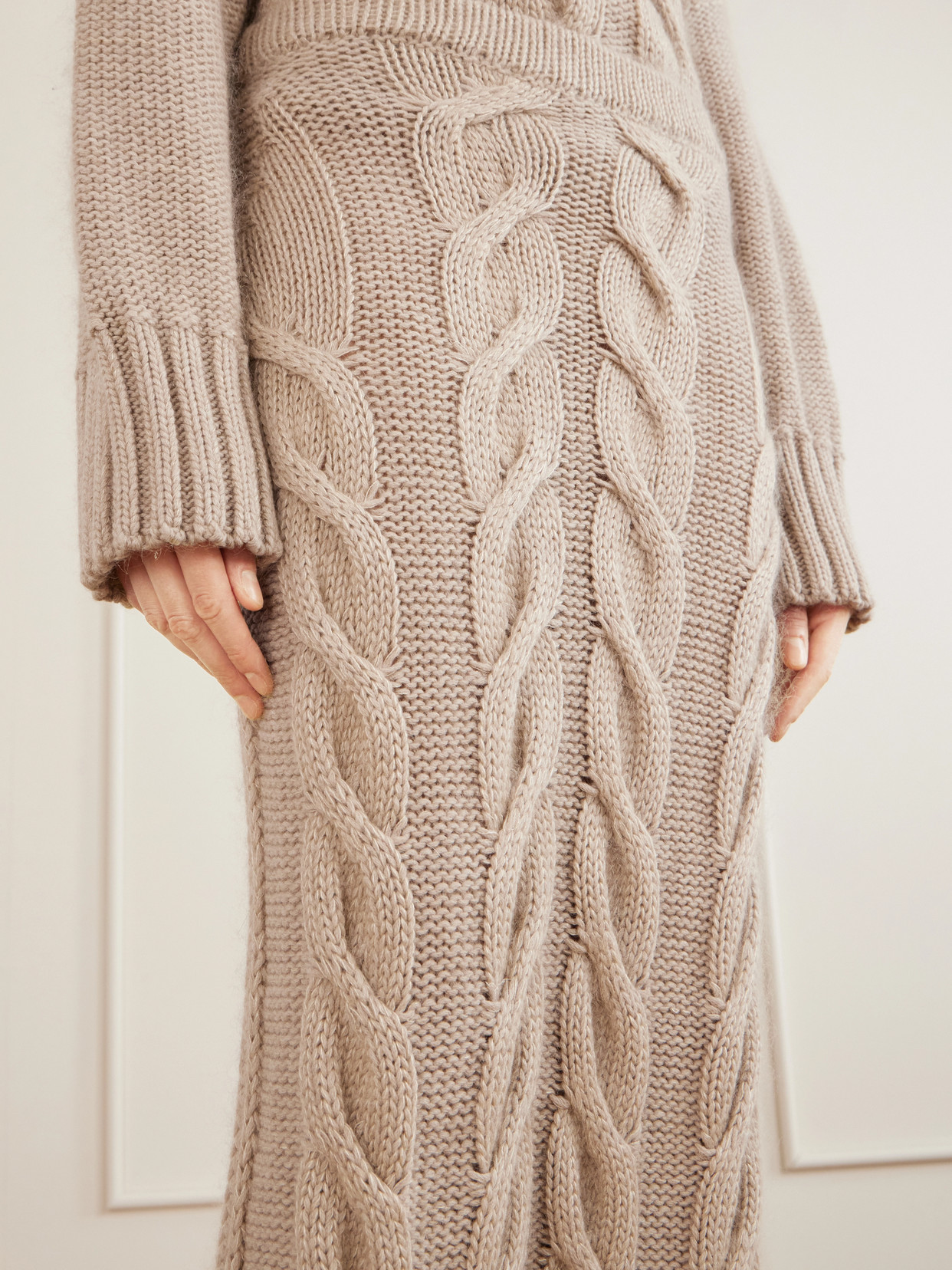 Ziva Cable-Knit Cashmere, Mohair And Silk-Blend Midi