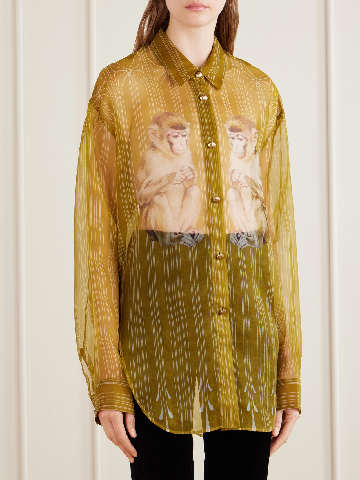 Goya Printed Silk-Organza Shirt
