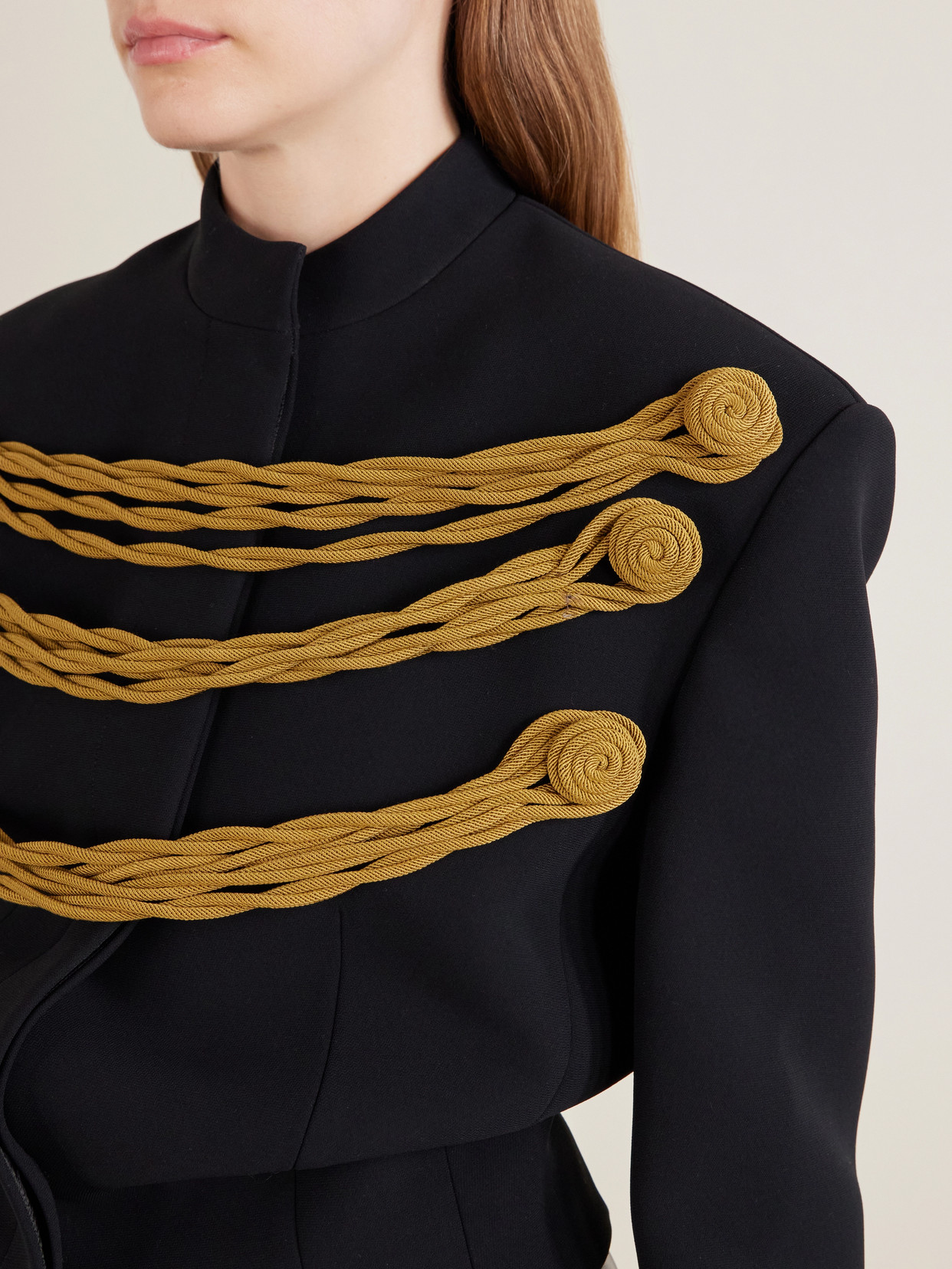 York Cord-Detailed Crepe Jacket