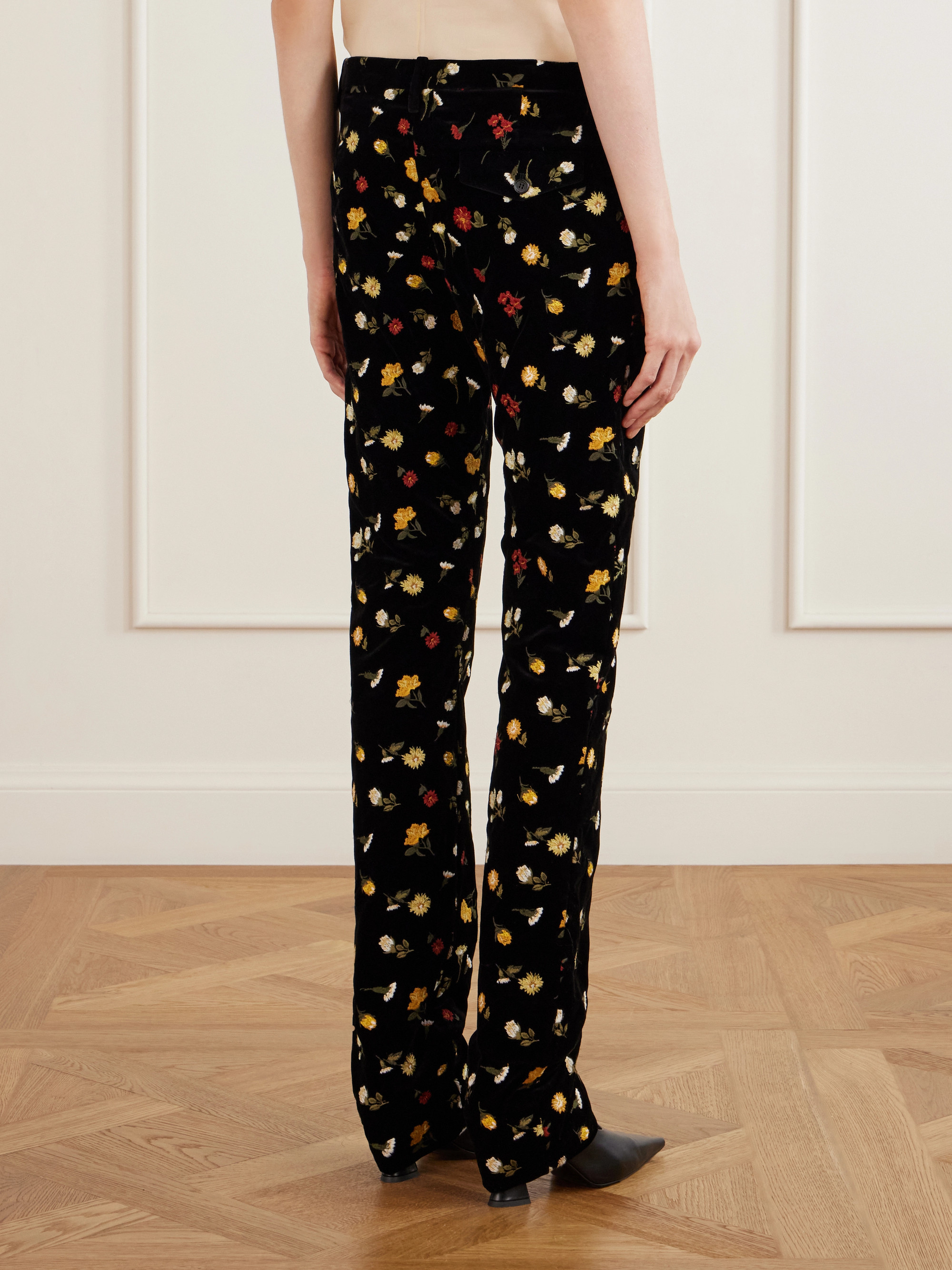 KHAITE Han floral print cotton-blend pants