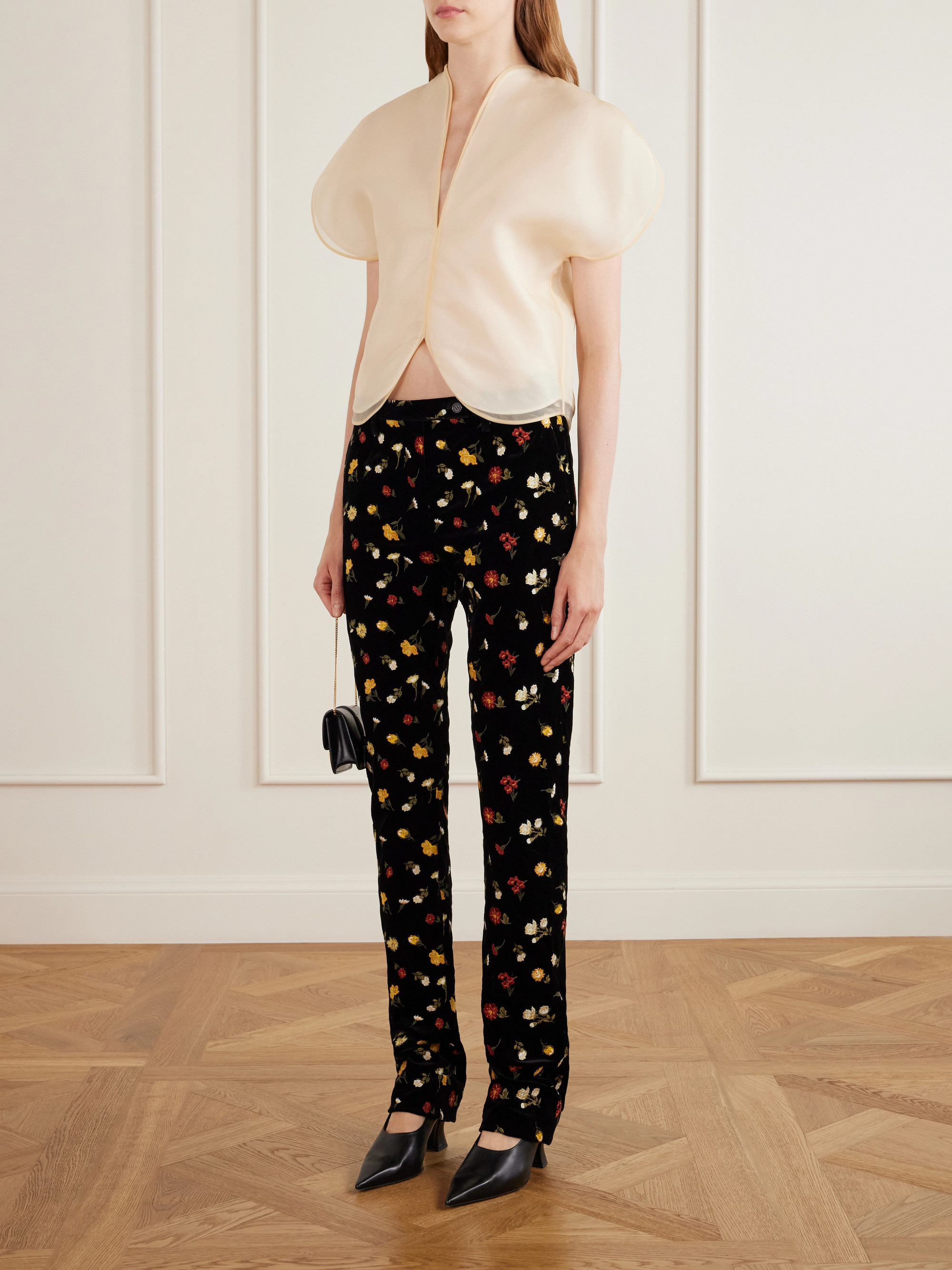 KHAITE Han floral print cotton-blend pants