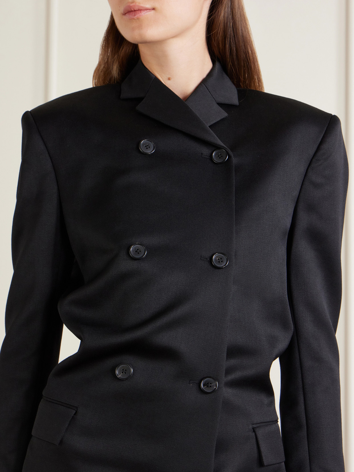 Rolon Double-Breasted Wool-Sateen Coat