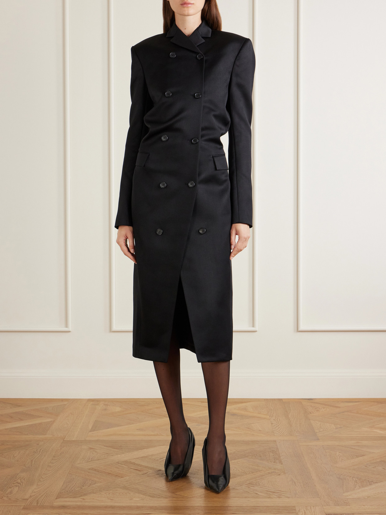 Rolon Double-Breasted Wool-Sateen Coat