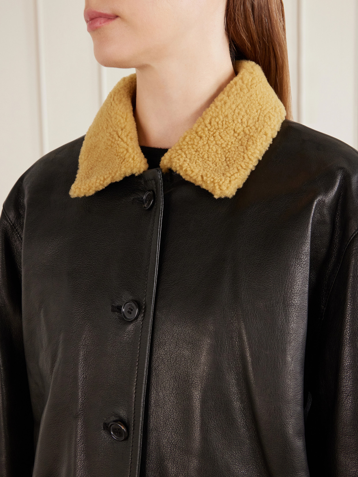 Wilson Shearling-Trimmed Grained Jacket