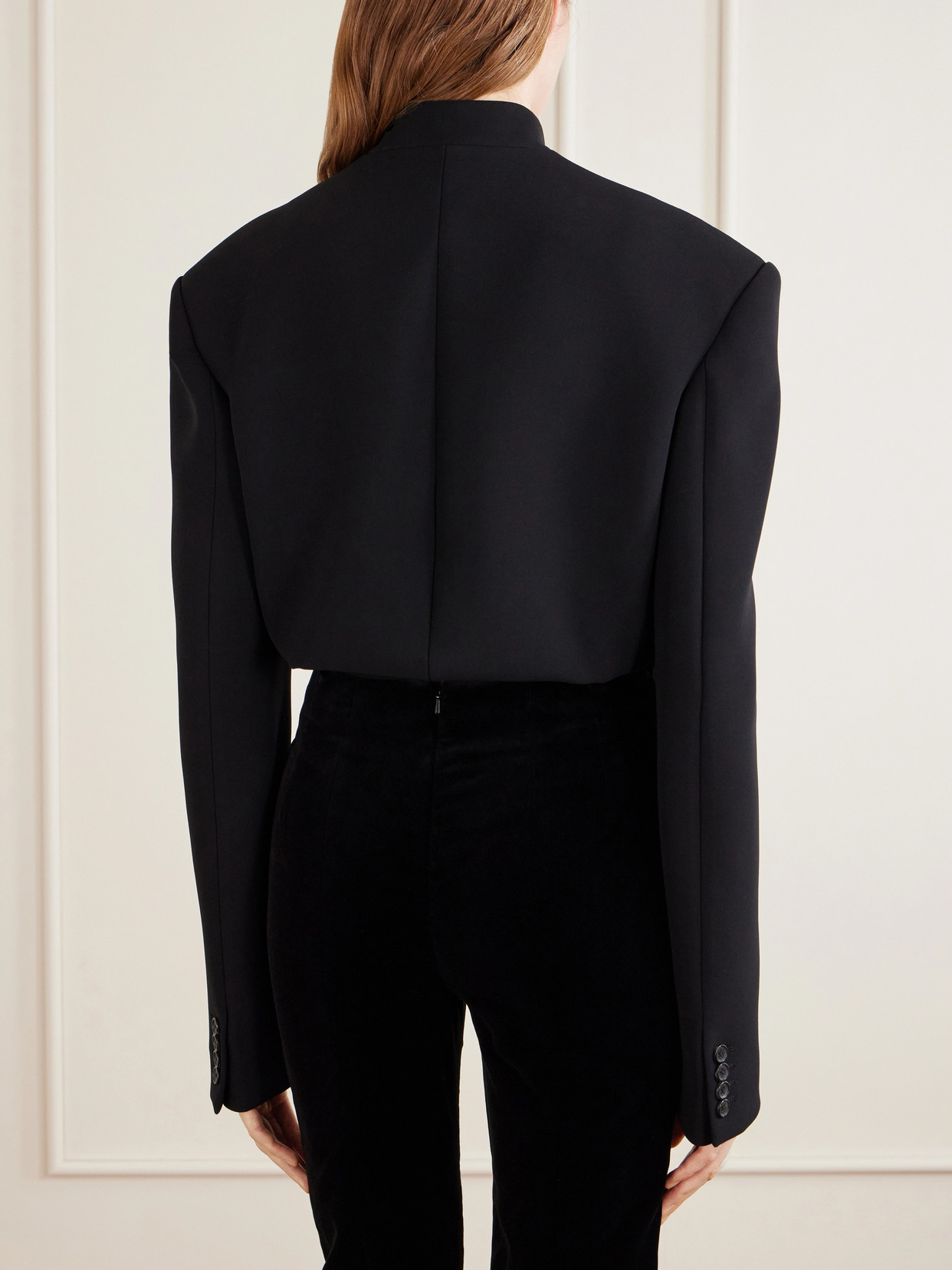 York Cord-Detailed Crepe Jacket