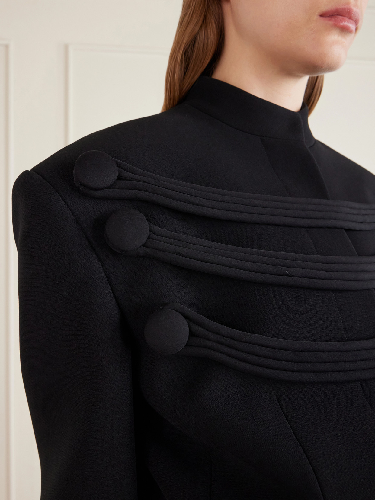 York Cord-Detailed Crepe Jacket