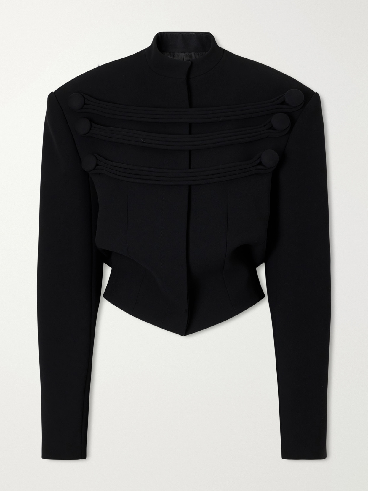 York Cord-Detailed Crepe Jacket