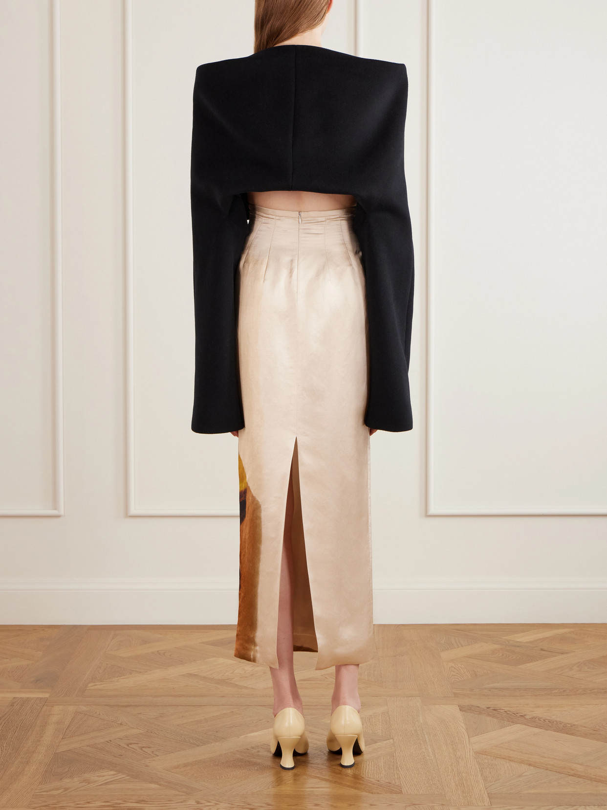 Winston Printed Darted Satin Midi Skit