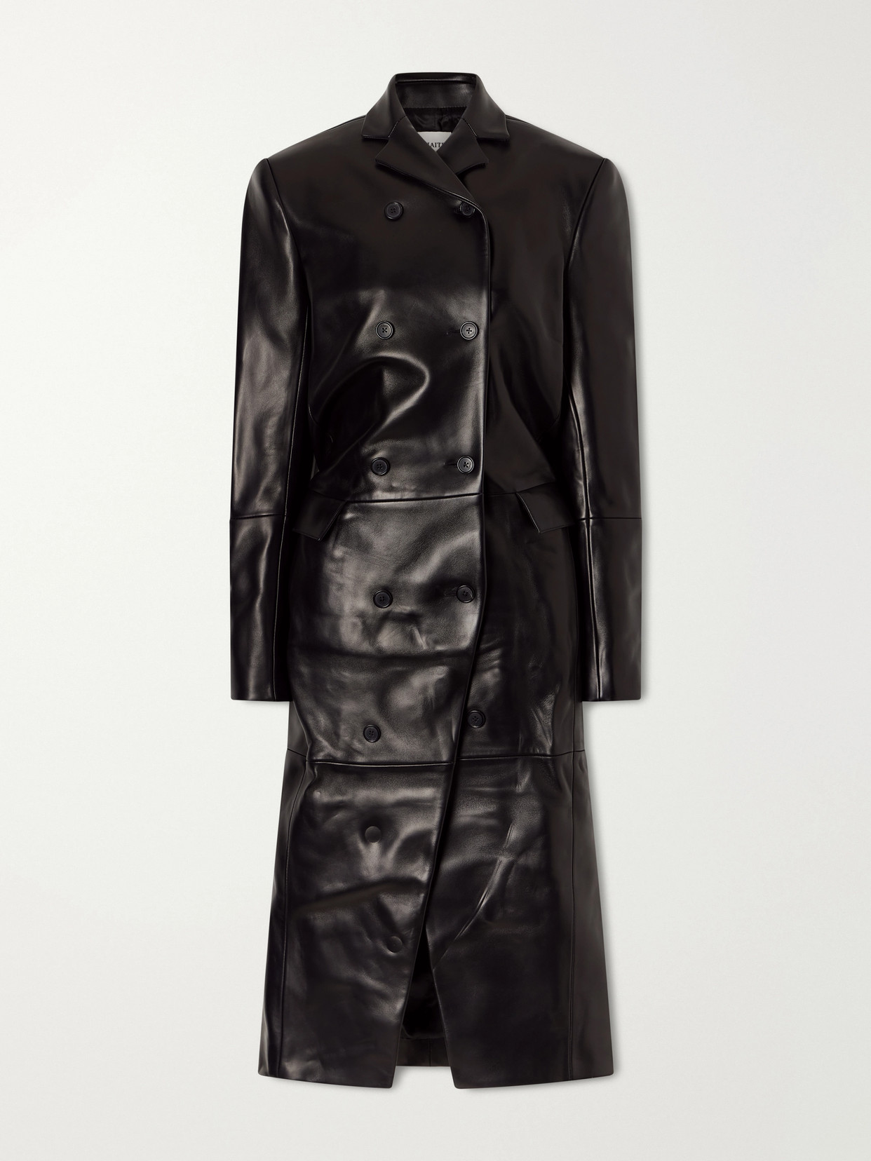 Khaite Rolon Leather Paneled Leather Coat In Black