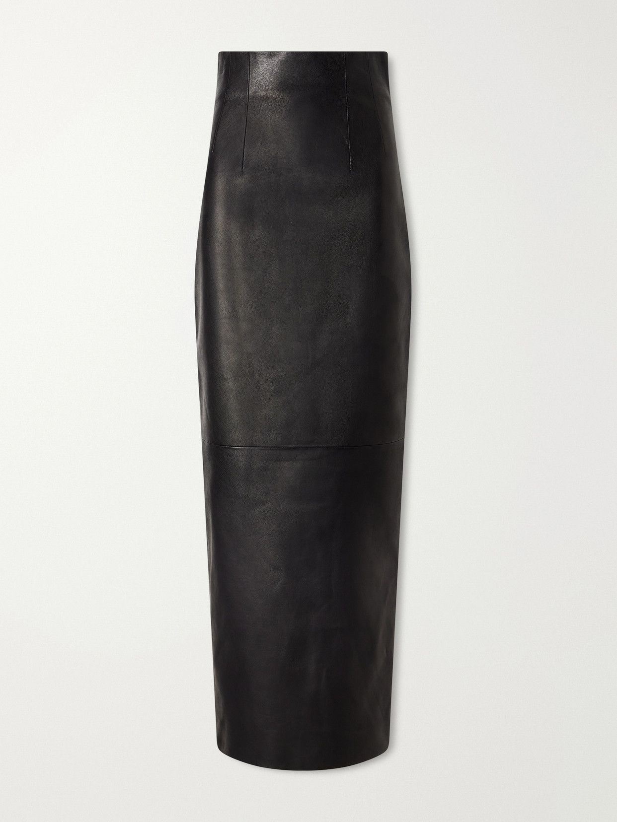 Khaite Loxley Leather Midi Skirt In Black
