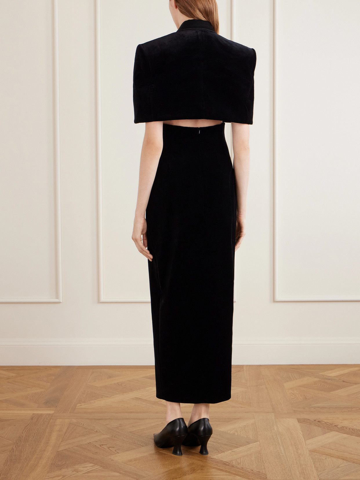 Ilora Double-Breasted Cropped Cotton-Blend Velvet Jacket