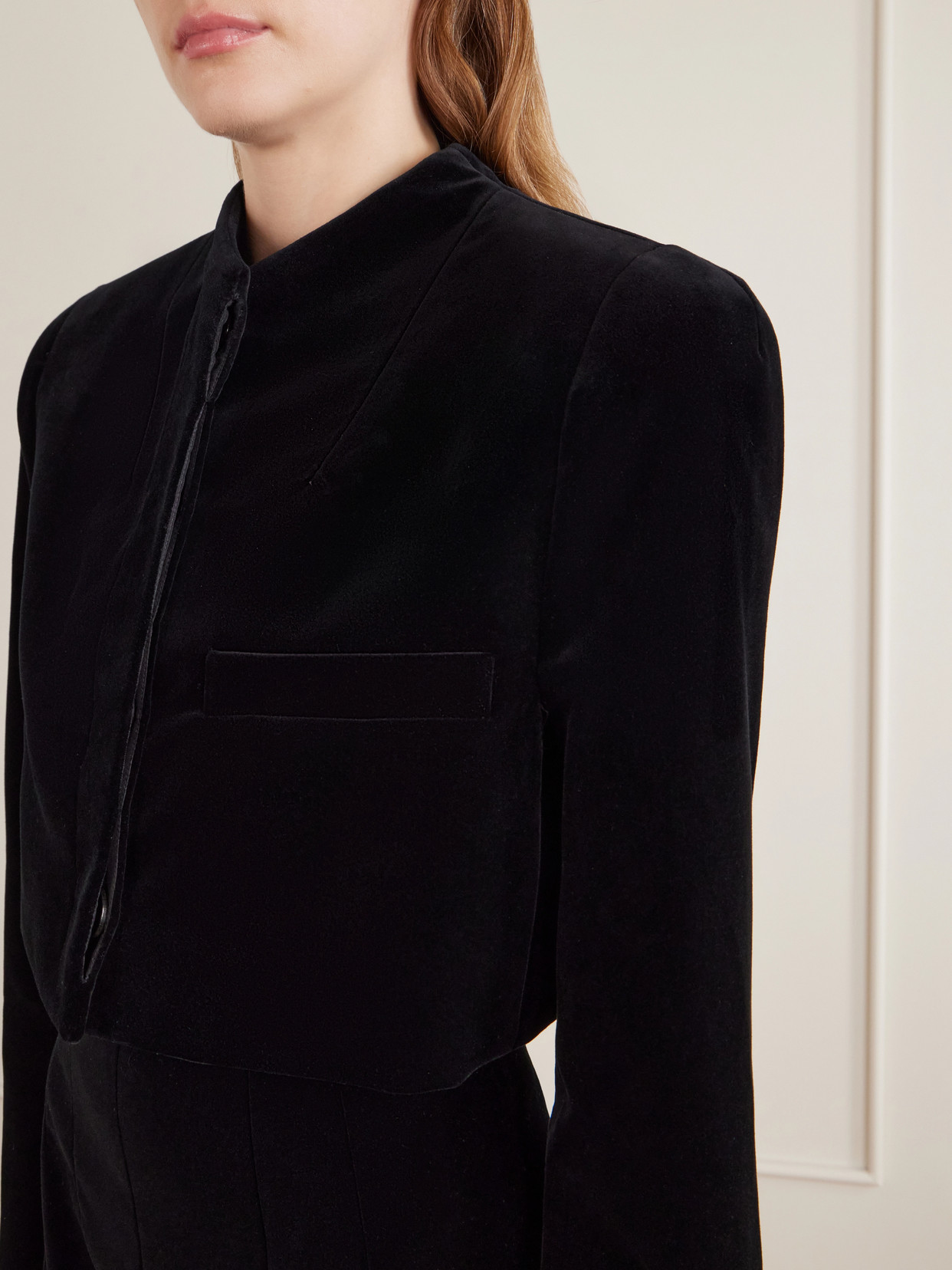 Samo Cropped Velvet Cotton-Blend Jacket