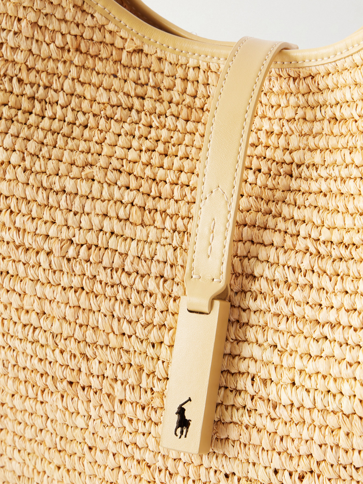 Polo Ralph Lauren - Polo Id Medium Leather-Trimmed Raffia Shoulder Bag