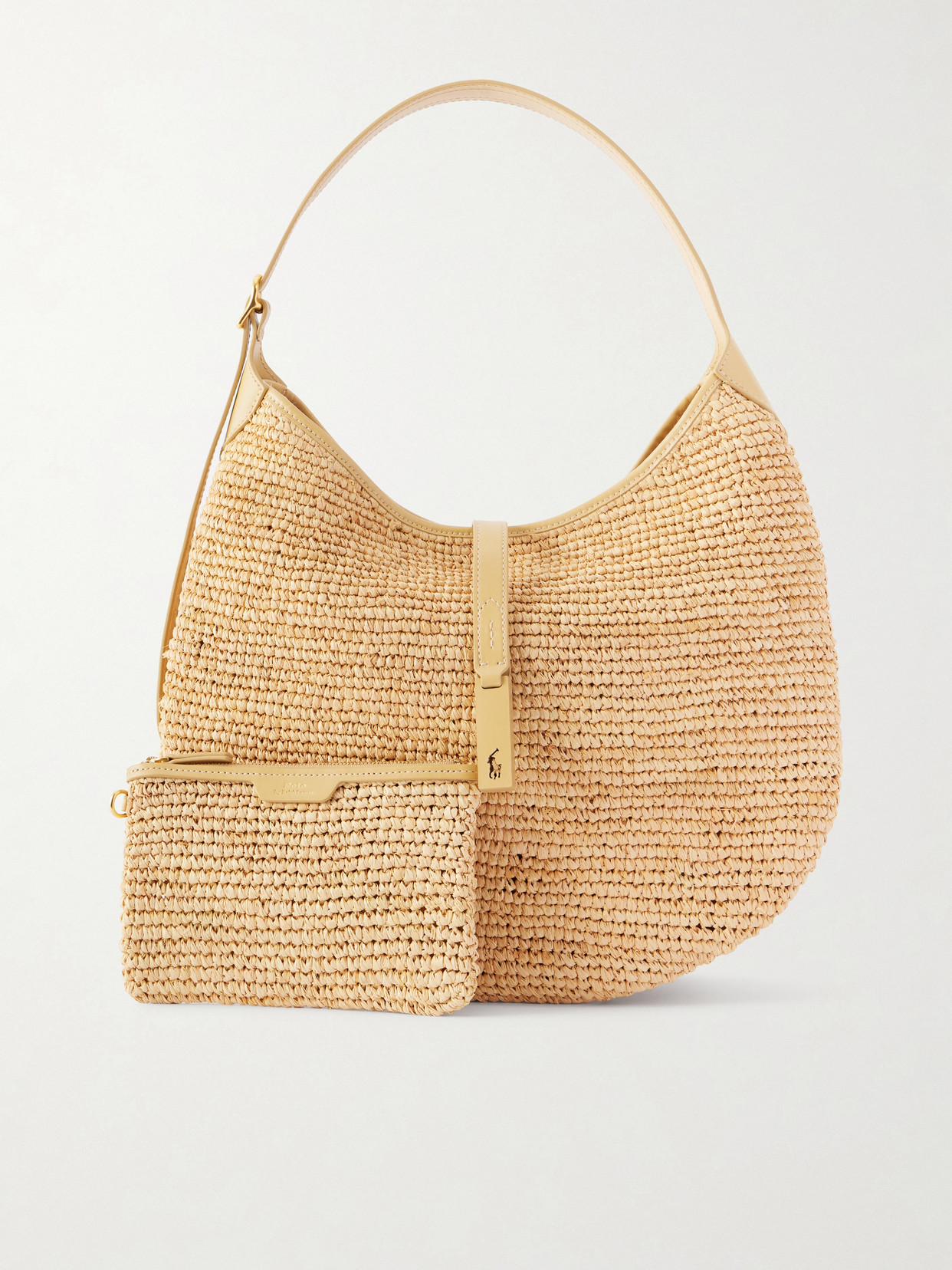 Polo Ralph Lauren - Polo Id Medium Leather-Trimmed Raffia Shoulder Bag
