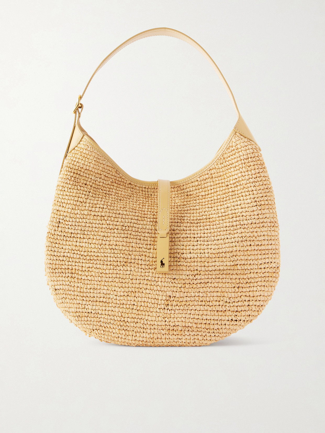 Polo Ralph Lauren - Polo Id Medium Leather-trimmed Raffia Shoulder Bag - Neutrals