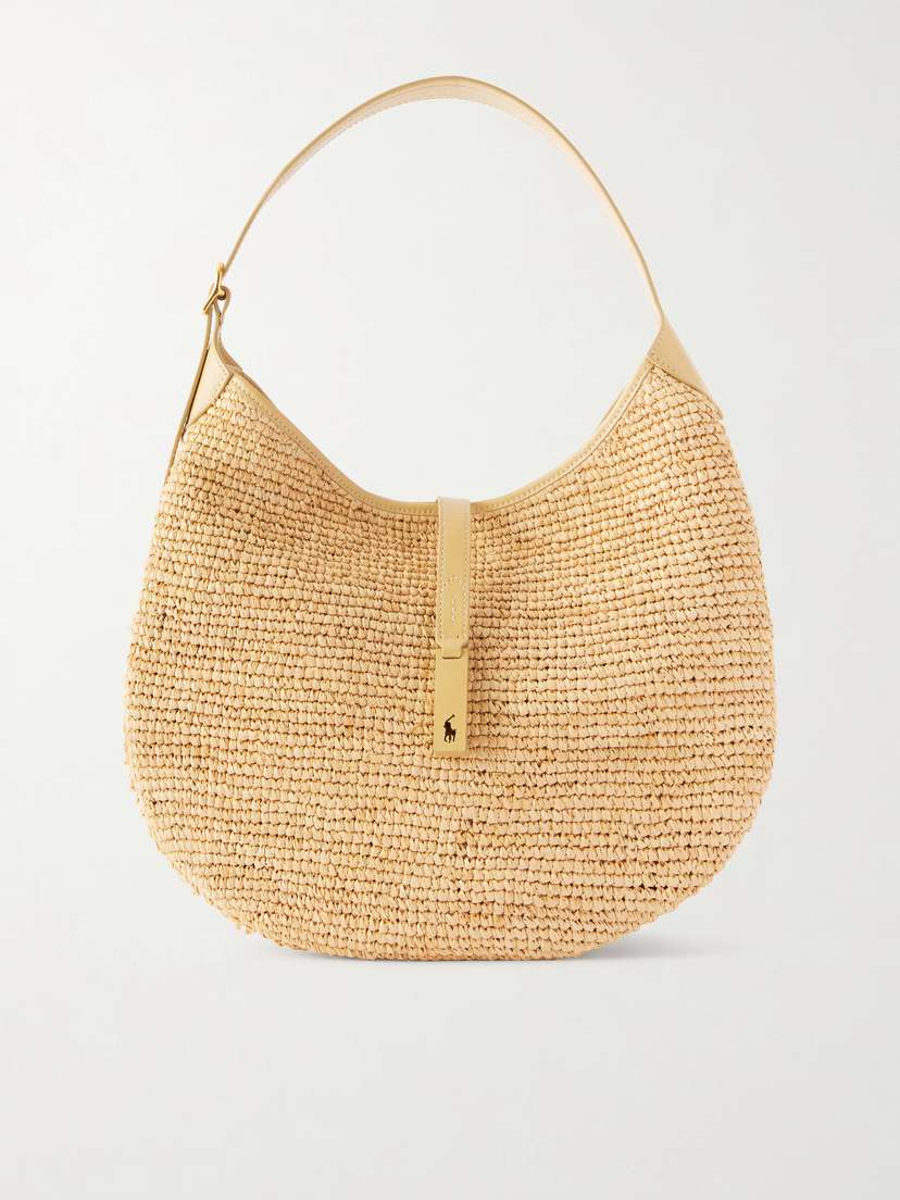 Polo Ralph Lauren Polo Id Medium Leather-trimmed Raffia Shoulder Bag | Thumbnail 7 Polo Ralph Lauren Polo Id Medium Leather-trimmed Raffia Shoulder Bag | Thumbnail 7