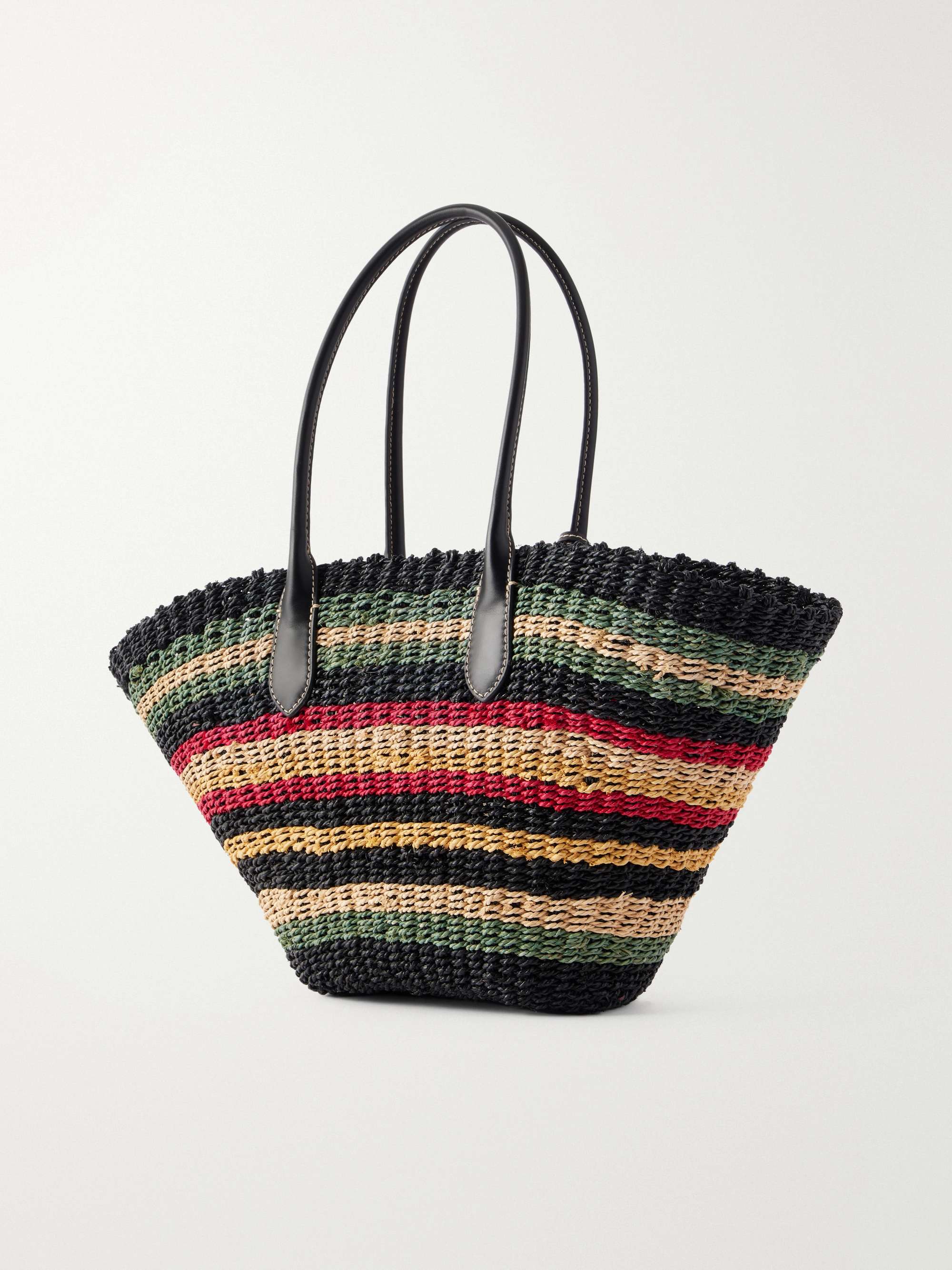 POLO RALPH LAUREN Bellport medium leather-trimmed raffia tote