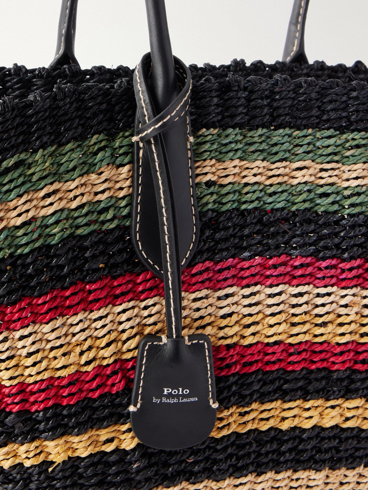 Polo Ralph Lauren - Bellport Medium Leather-Trimmed Raffia Tote
