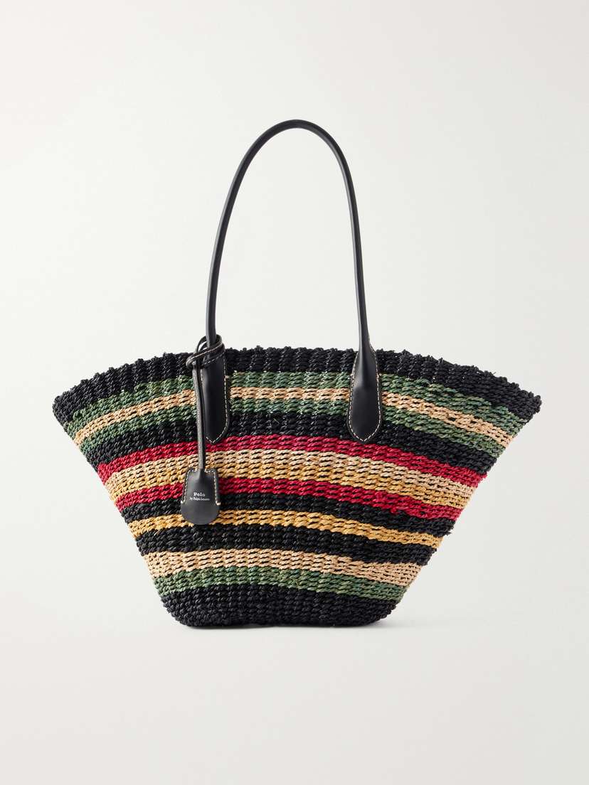 Polo Ralph Lauren Bellport Medium Leather-trimmed Raffia Tote | Thumbnail 7