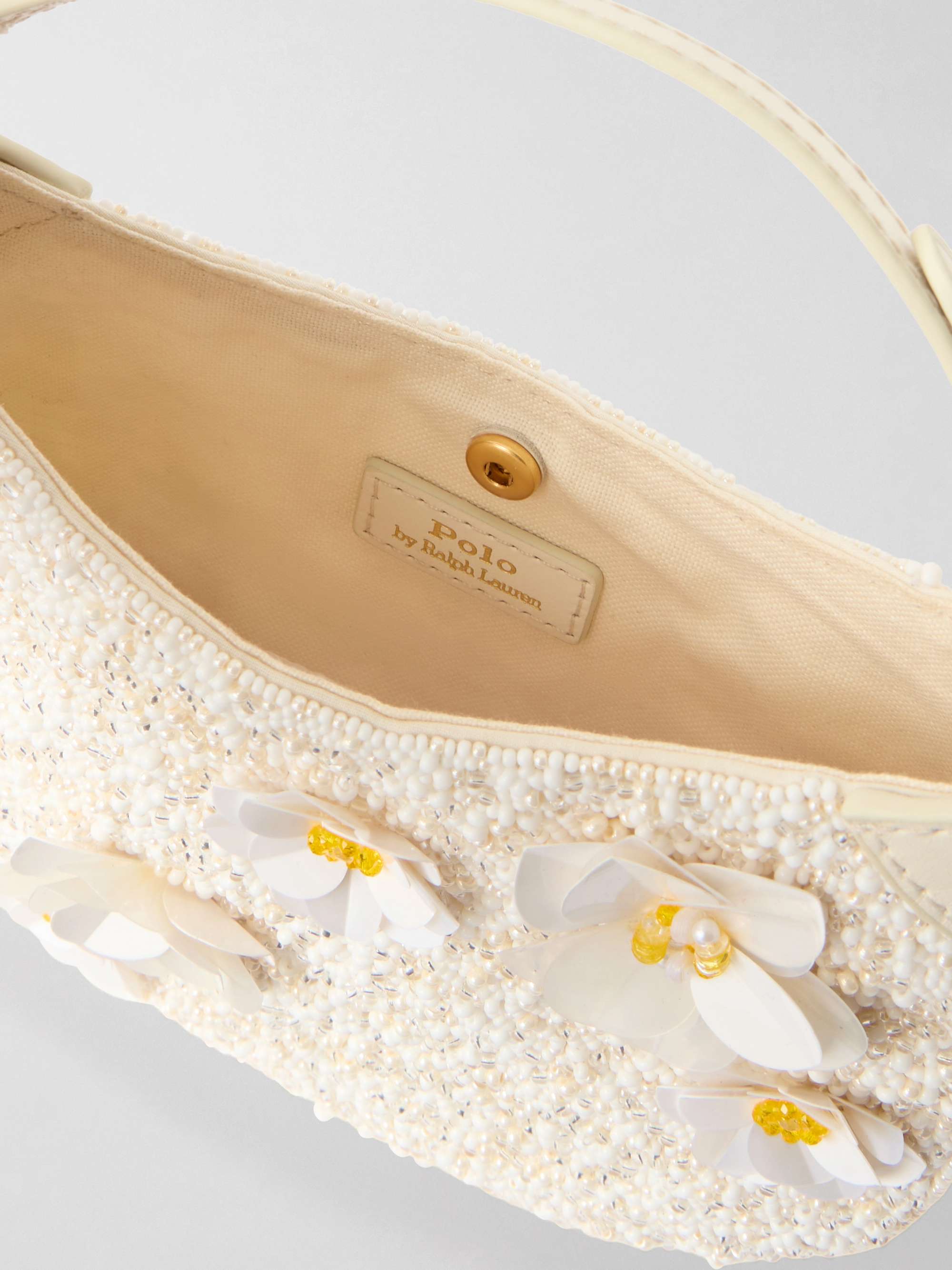 POLO RALPH LAUREN Floral-embellished beaded small shoulder bag