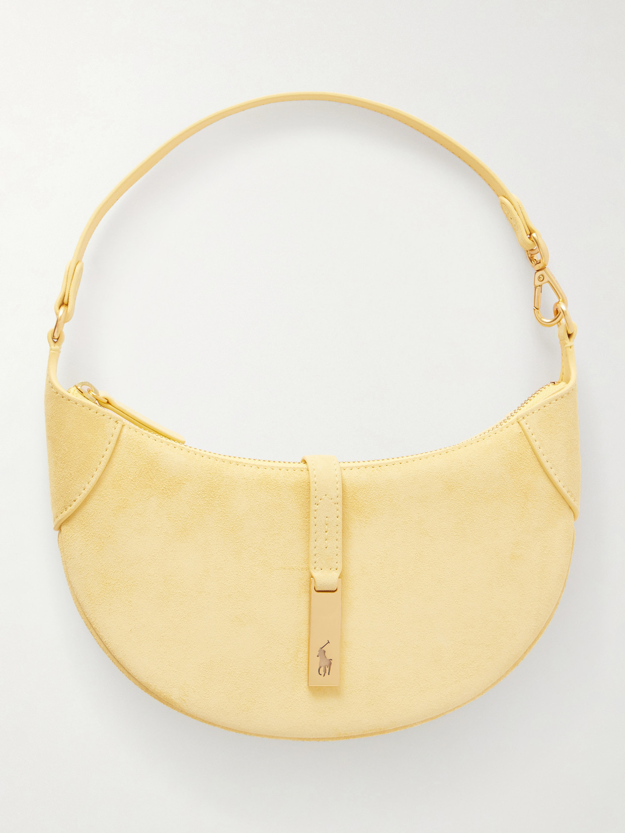 Polo Ralph Lauren Polo Id Mini Suede Shoulder Bag In Yellow