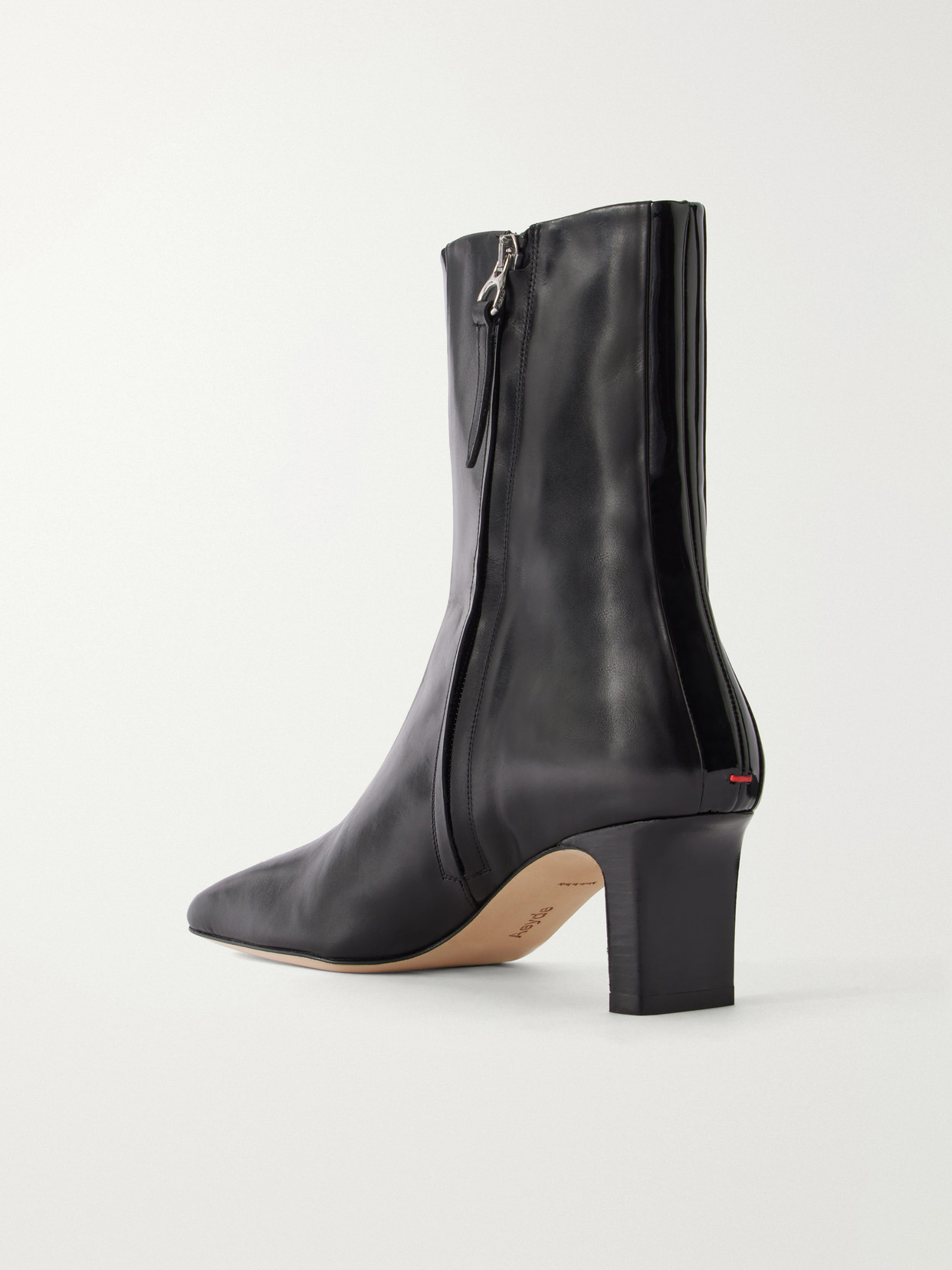 Billie Stripe 55 Patent-Trimmed Ankle Boots