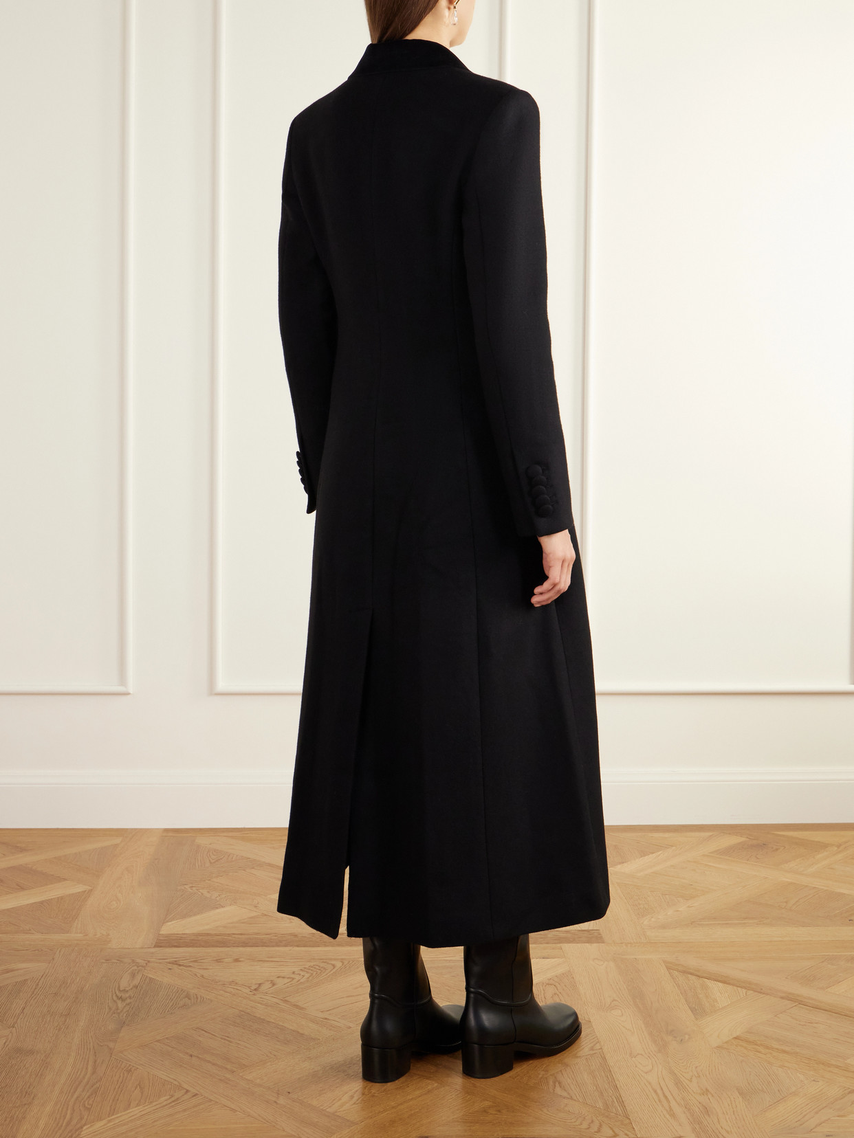 Maria Velvet-Trimmed Wool-Felt Coat